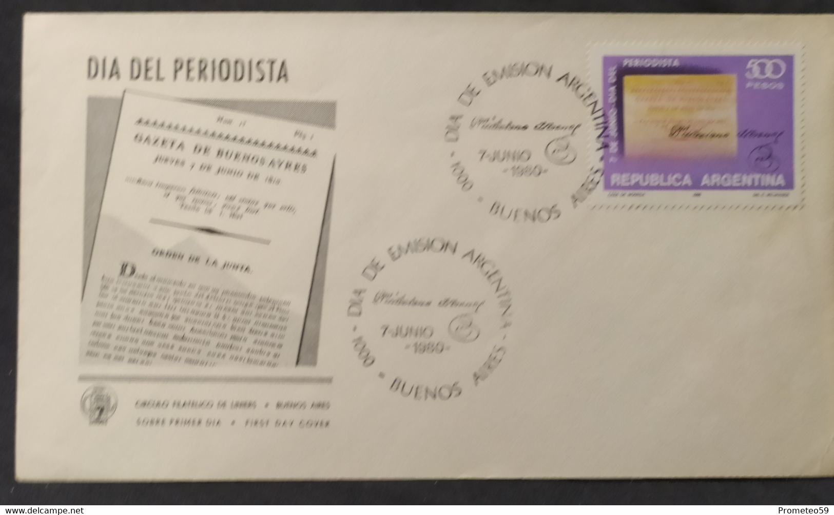 Sobre 1er Día De Emisión - Día Del Periodista - 7/6/1980 - Postzegelboekjes