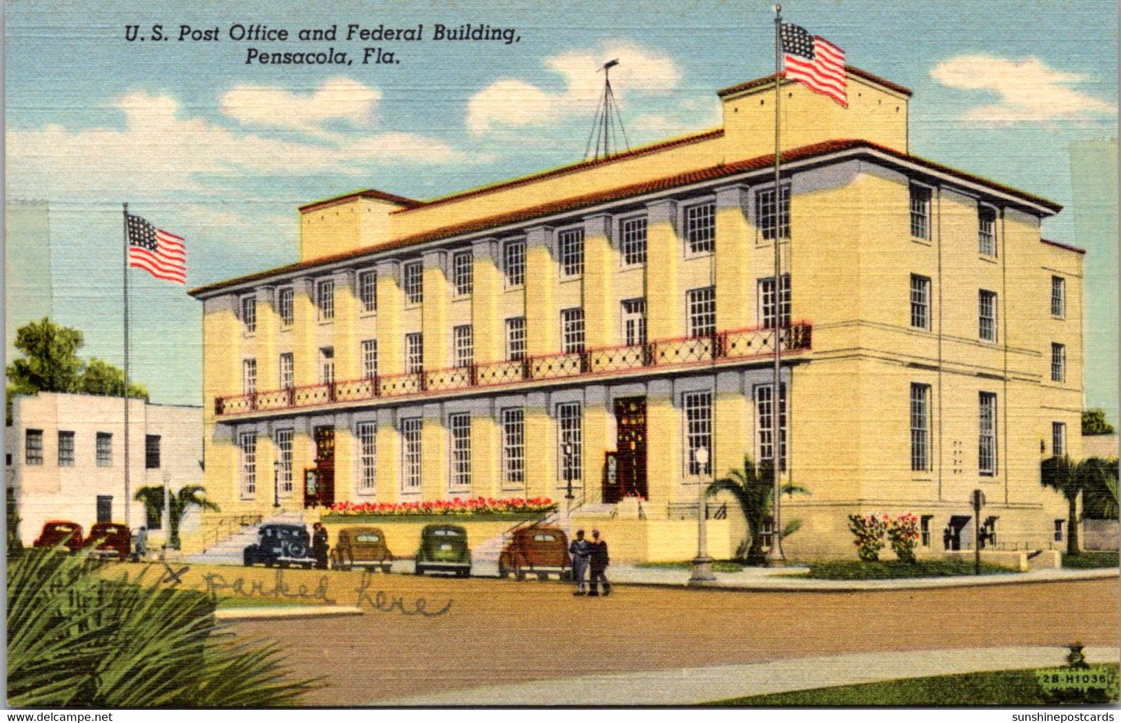 Florida Pensacola Post Office And Federal Building Curteich - Pensacola