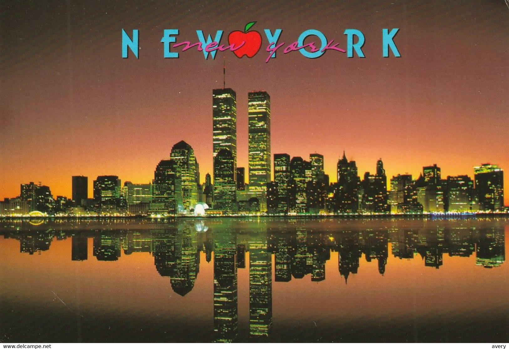 New York The Beautiful Night Reflection Of The Manhattan Skyline  Twin Towers - Panoramic Views