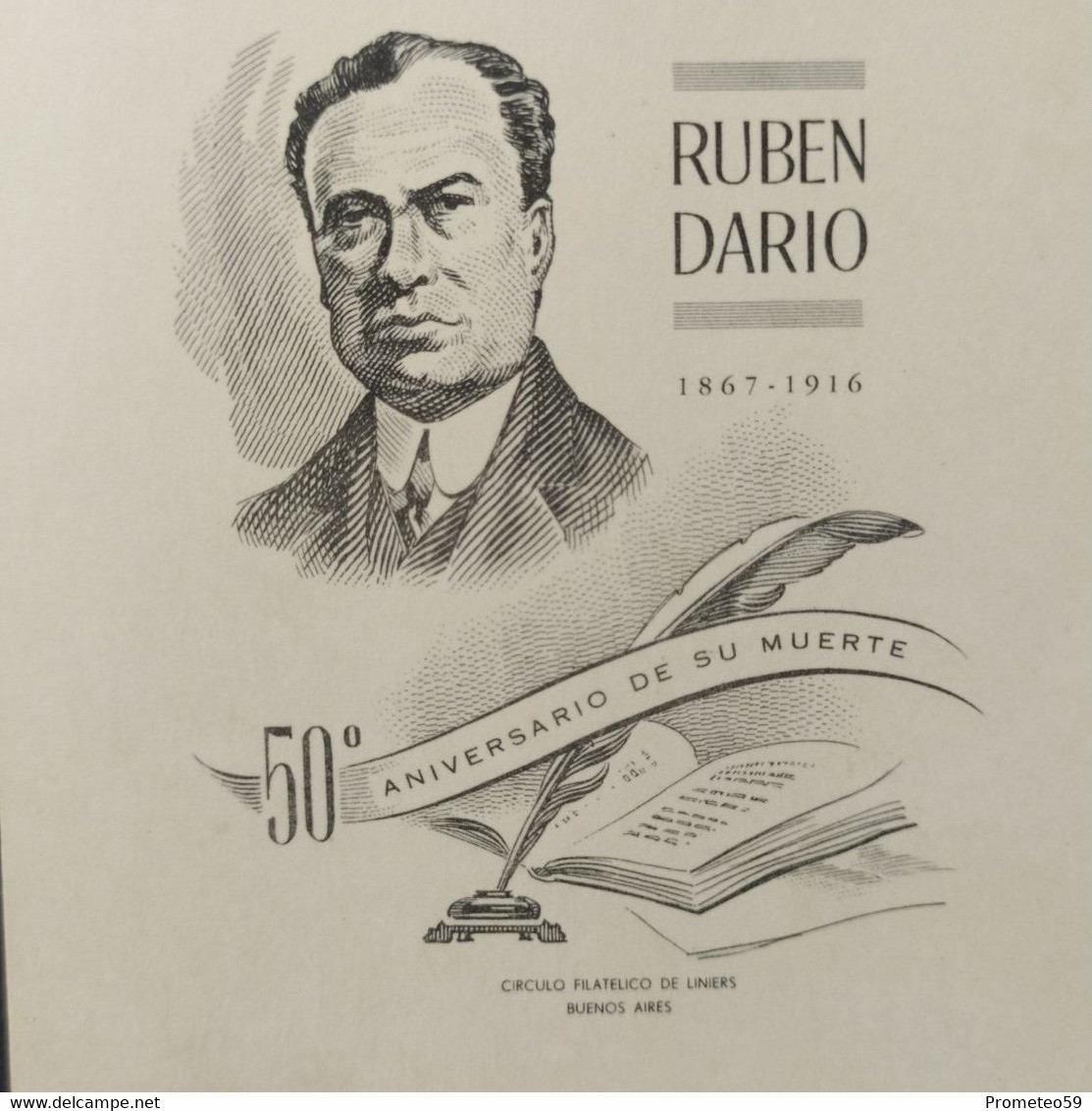 Día De Emisión - Rubén Darío – 50 Aniversario De Su Muerte – 22/12/1965 - Argentina - Ecrivains