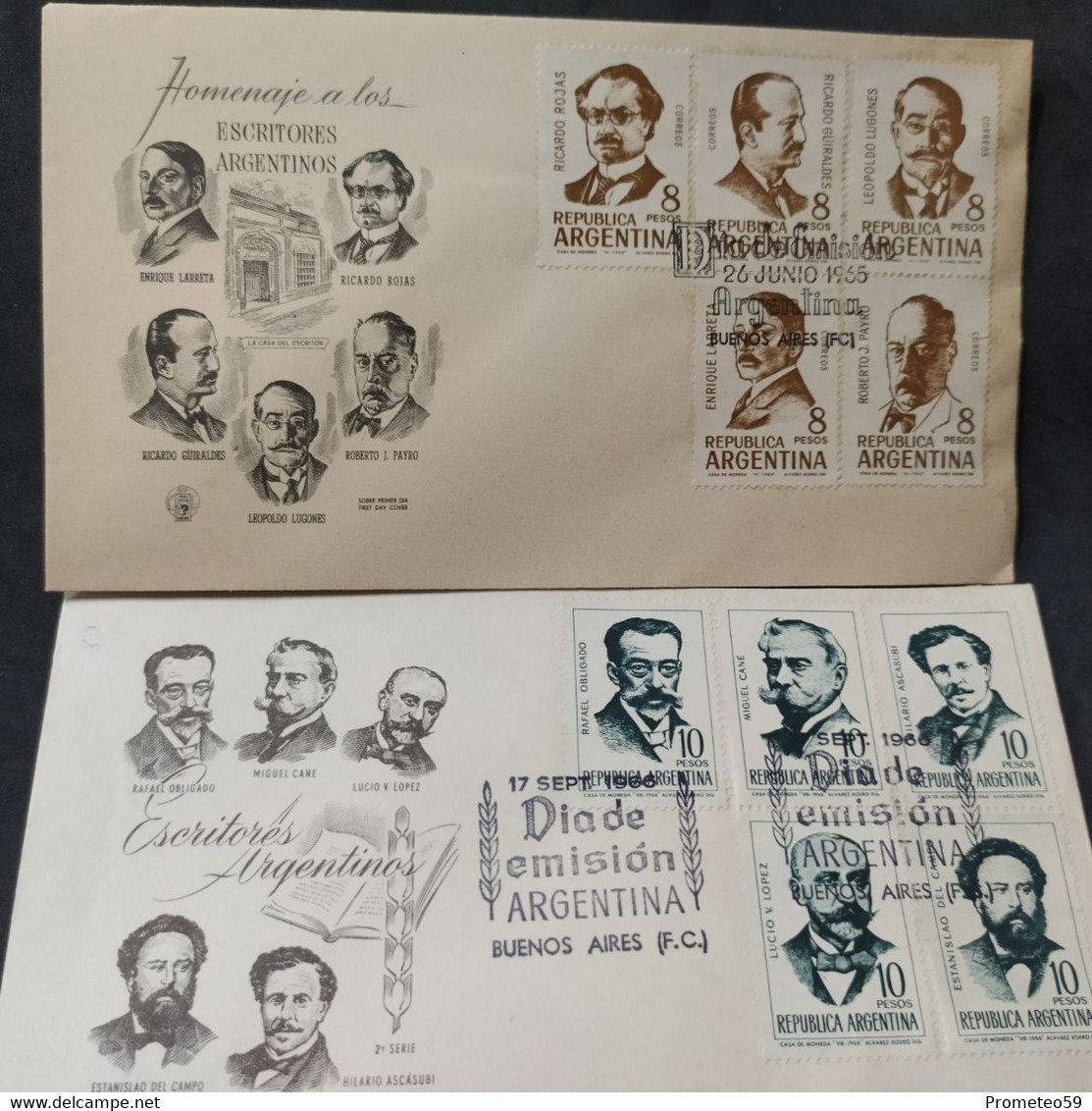 Sobres Día De Emisión – Lote X 2 - Homenaje A Los Escritores Argentinos - Ecrivains