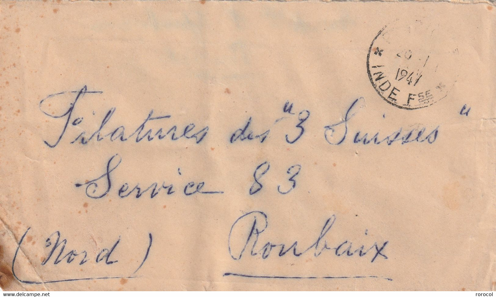 INDE FRANCAISE Lettre 1947 PONDICHERY Pour ROUBAIX Timbres Série De Londres - Lettres & Documents