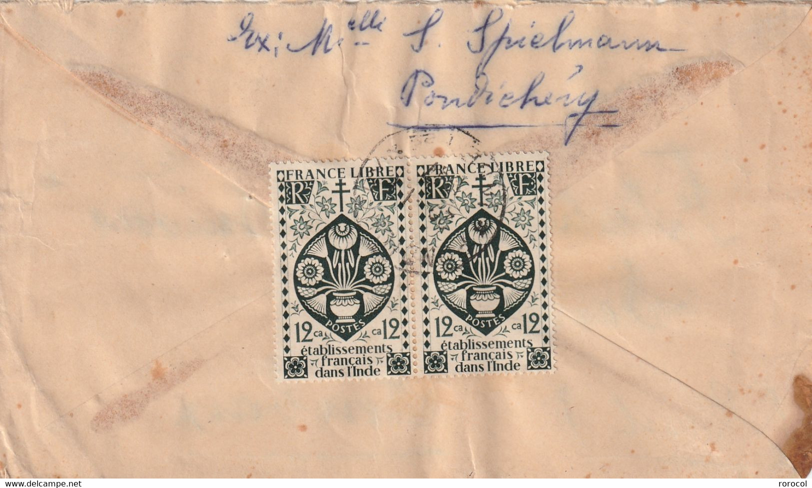 INDE FRANCAISE Lettre 1947 PONDICHERY Pour ROUBAIX Timbres Série De Londres - Briefe U. Dokumente