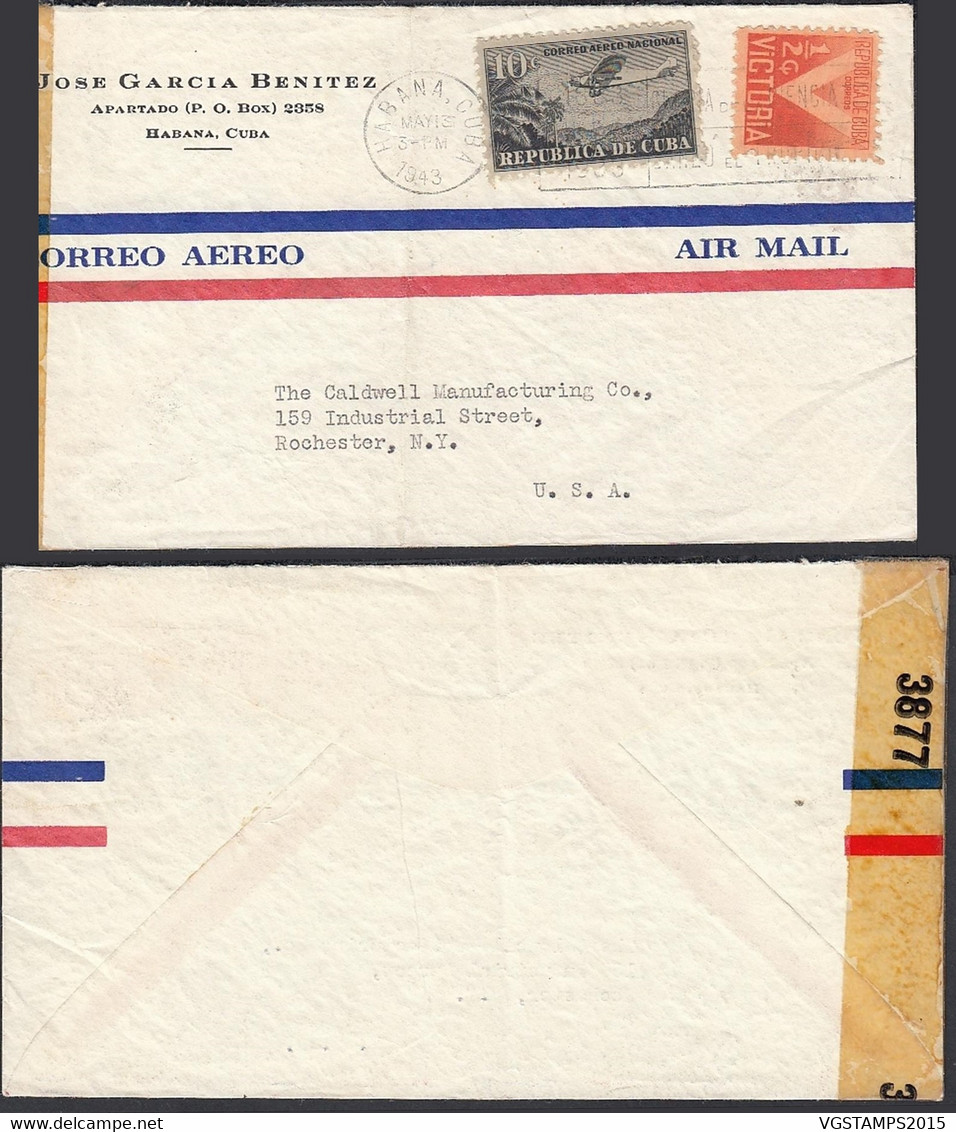 Cuba 1943 - Lettre Par Avion De L'Habana à Destination  Rochester, N.Y- USA. Censurée........... (VG) DC-11328 - Used Stamps