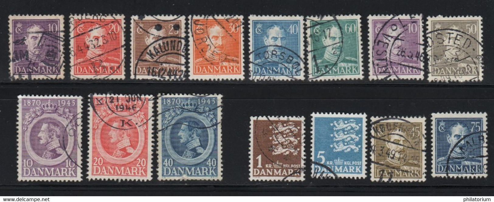 DANMARK, Danemark, 15 Timbres Différents Oblitérés, - Collezioni