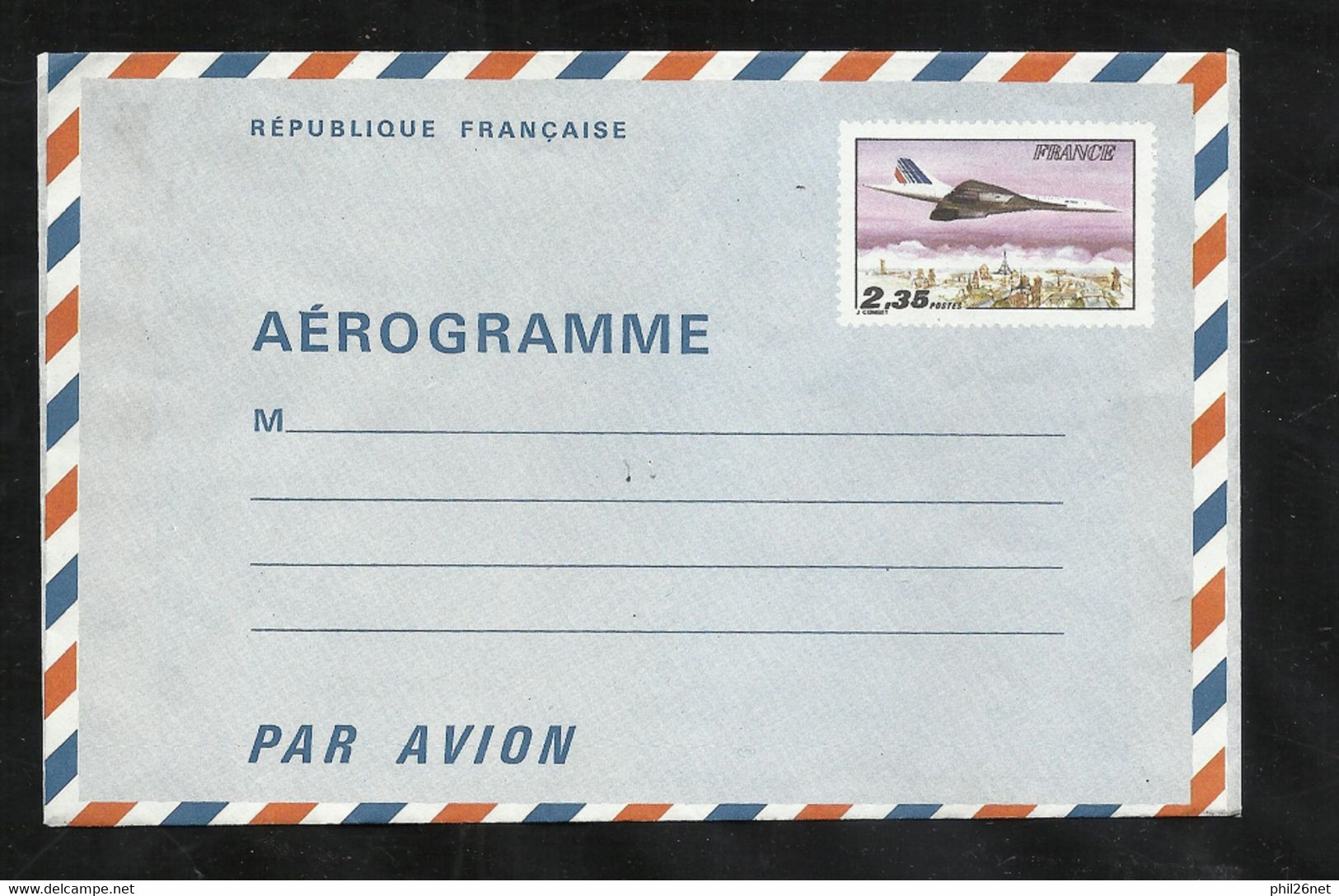 France Aérogramme 1007-AER Avion Concorde Survolant Paris 2,35 F Neuf B/ TB  Voir Scans  Soldé ! ! ! - Aerogramme