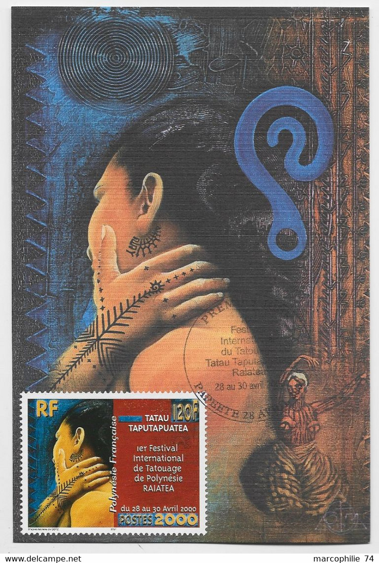 POLYNESIE 120FR TATOUAGE TATOO CARTE MAXIMUM PAPEETE 2000 RAIATEA - Maximum Cards