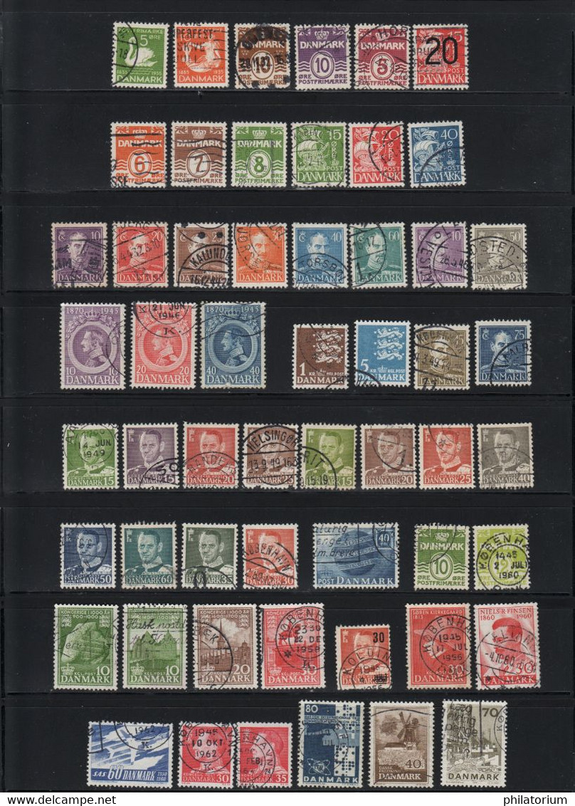 DANMARK, Danemark, 91 Timbres Différents Oblitérés, - Collezioni