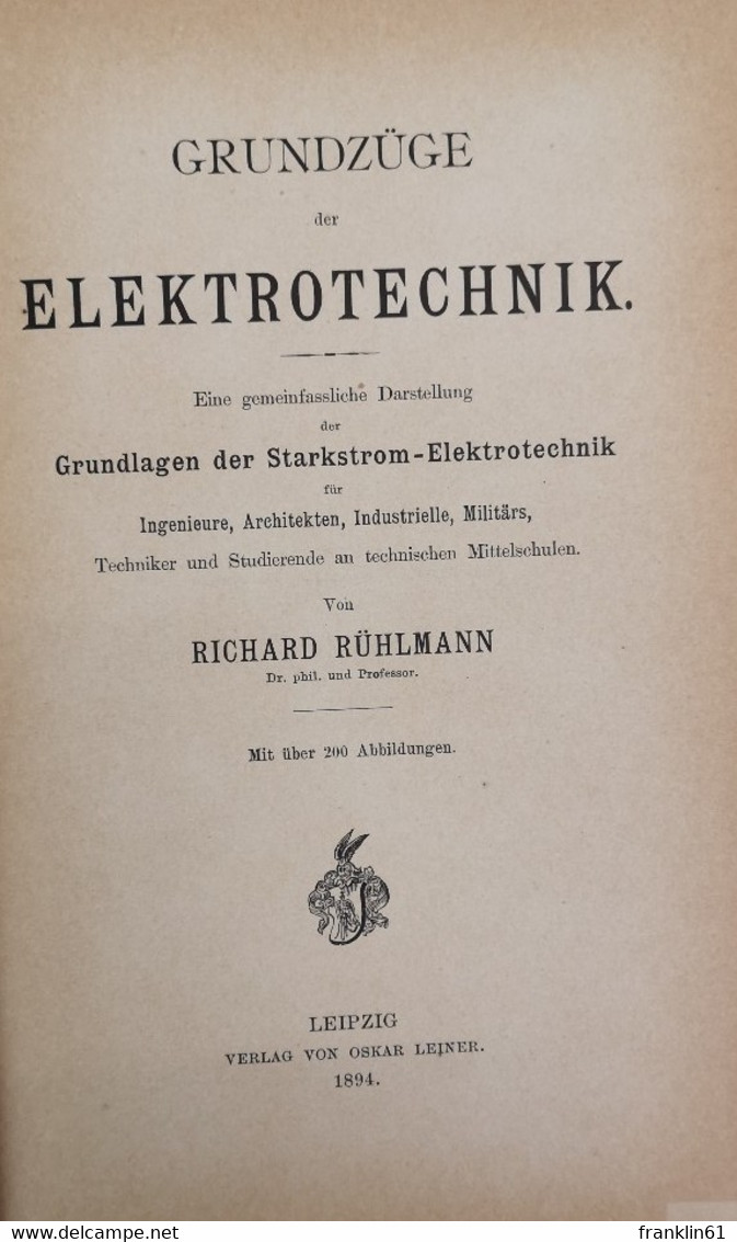 Grundzüge Der Elektrotechnik. - Technical