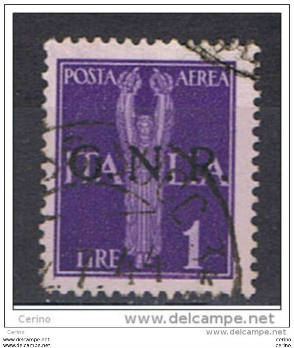 R.S.I.:  1944  P.A. SOPRASTAMPA  G.N.R. -  £. 1  VIOLETTO  US. -  SASS. 121 - Correo Aéreo