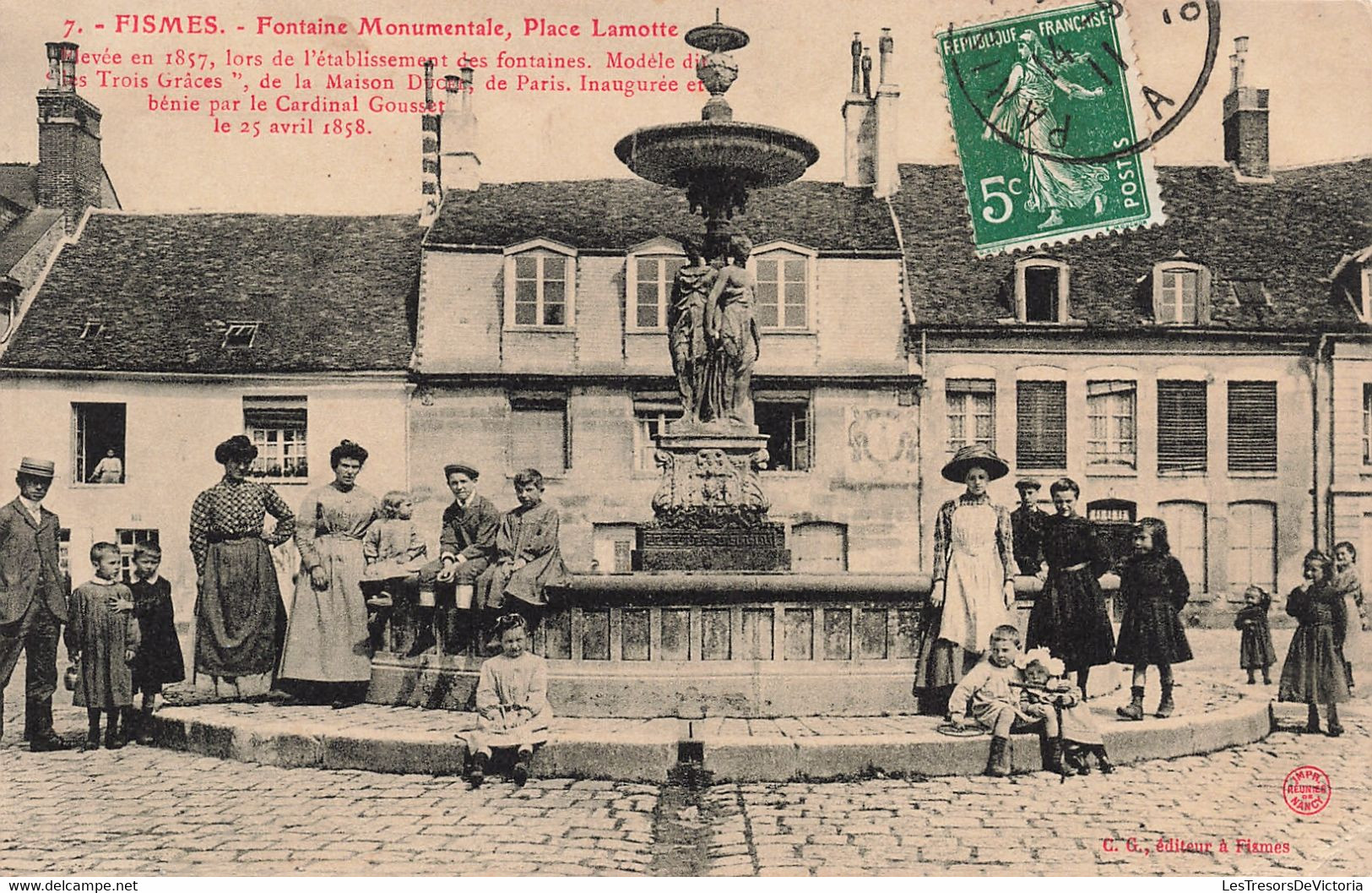 CPA - France - Fismes - Fontaine Monumentale - Place Lamotte - C.G. - Animé - Oblitéré Paris 1911 - Fontaine - Enfants - Fismes