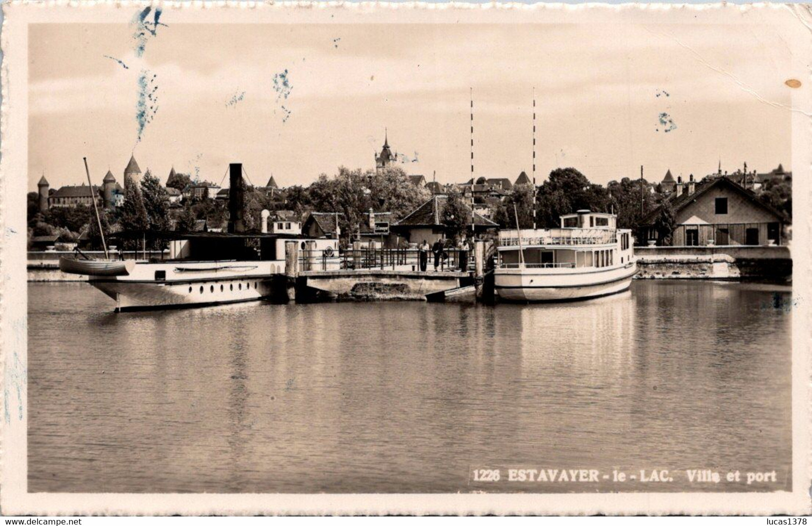 Estavayer -le Lac (FR) Ville Et Port, Dampfschiff Neuchâtel, Bateau à Vapeur / CIRC  1946 - Estavayer