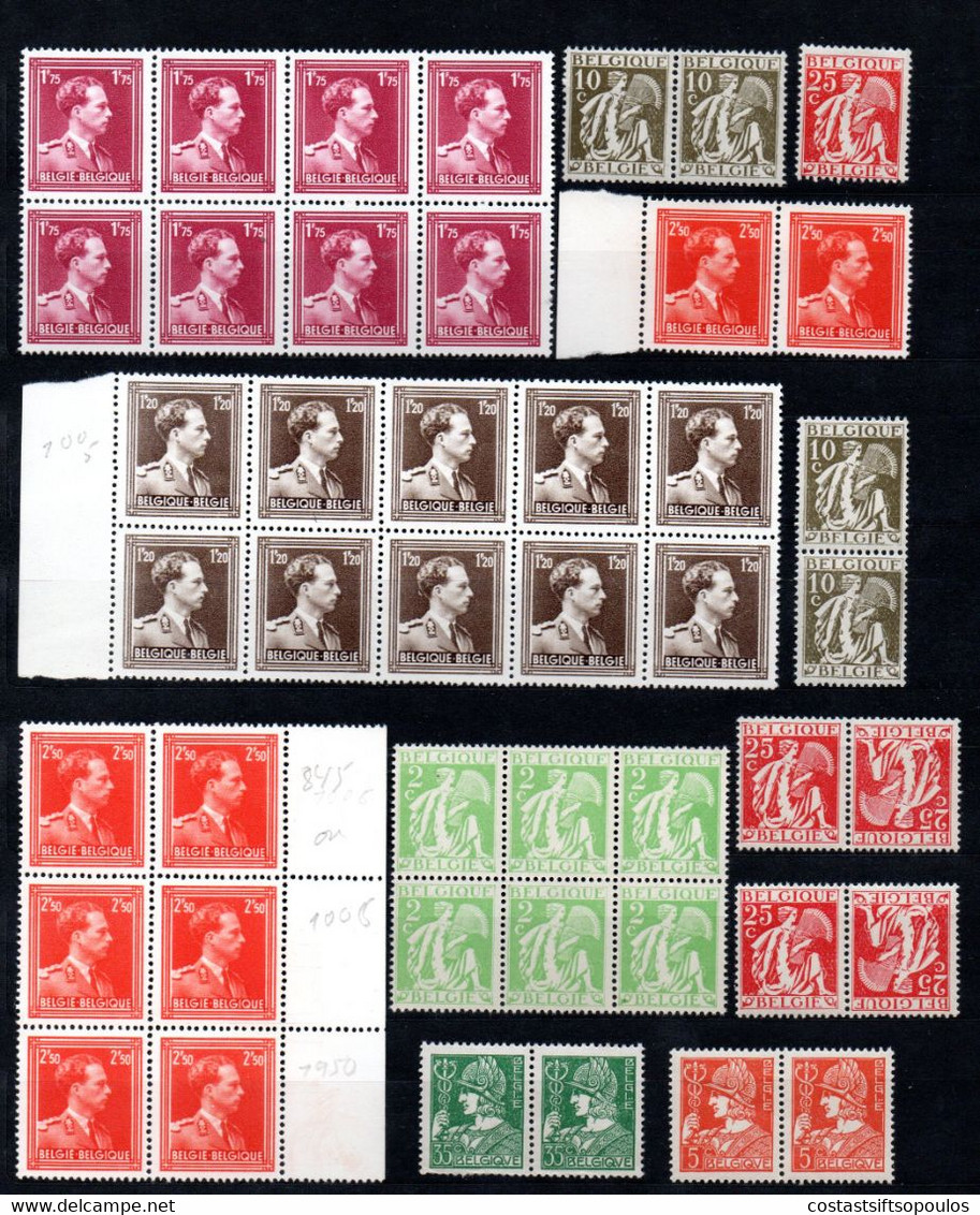 1327. BELGIUM. 1932-1956, GLEANER, MERCURY, KING LEOPOLD III MNH LOT (2 PAGES) 9 SCANS - Colecciones