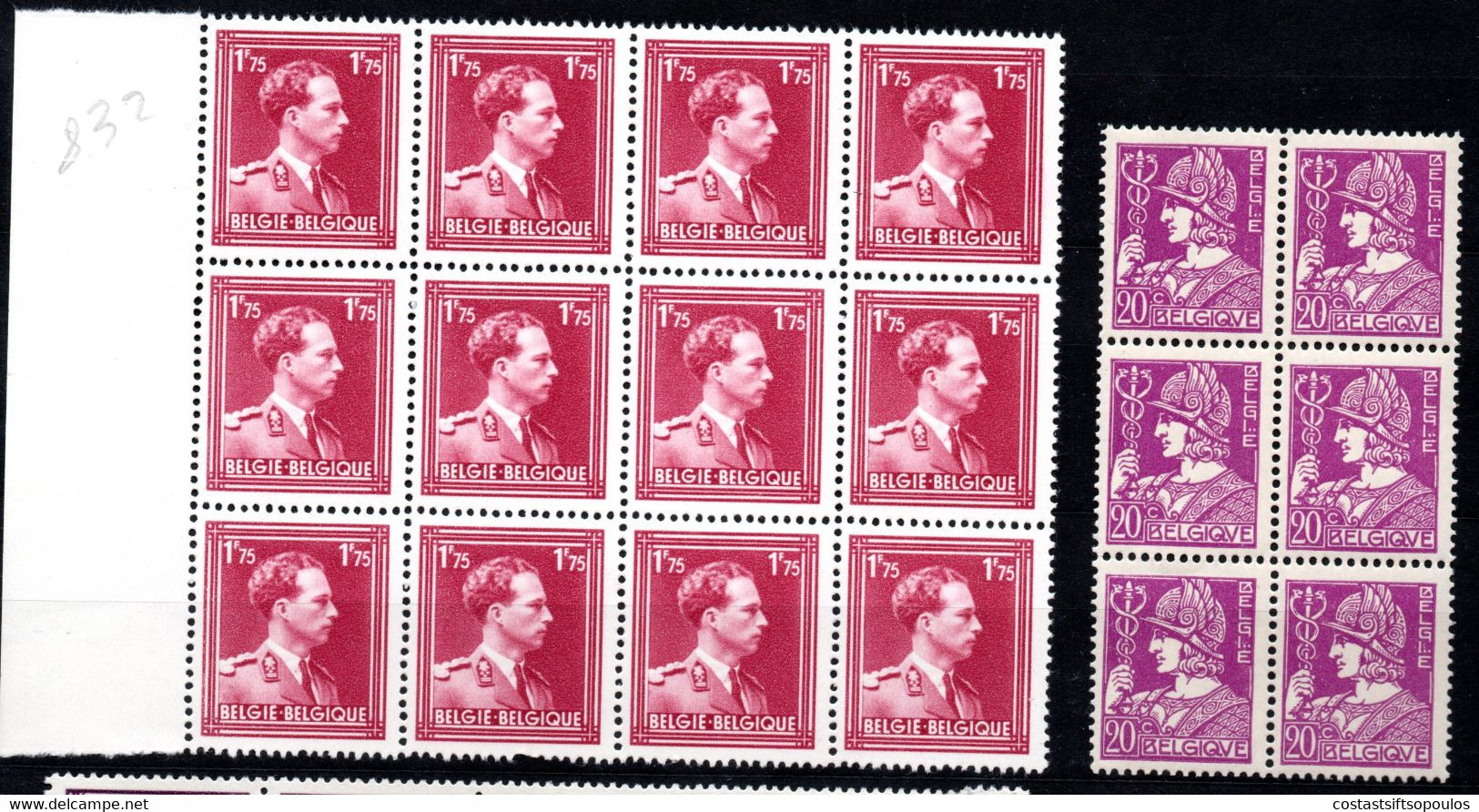 1327. BELGIUM. 1932-1956, GLEANER, MERCURY, KING LEOPOLD III MNH LOT (2 PAGES) 9 SCANS - Collections