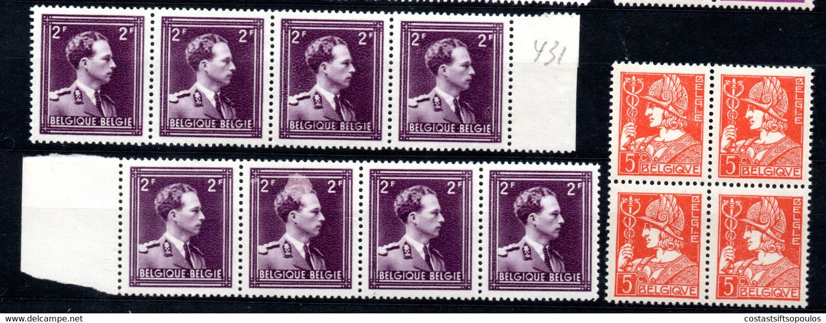 1327. BELGIUM. 1932-1956, GLEANER, MERCURY, KING LEOPOLD III MNH LOT (2 PAGES) 9 SCANS