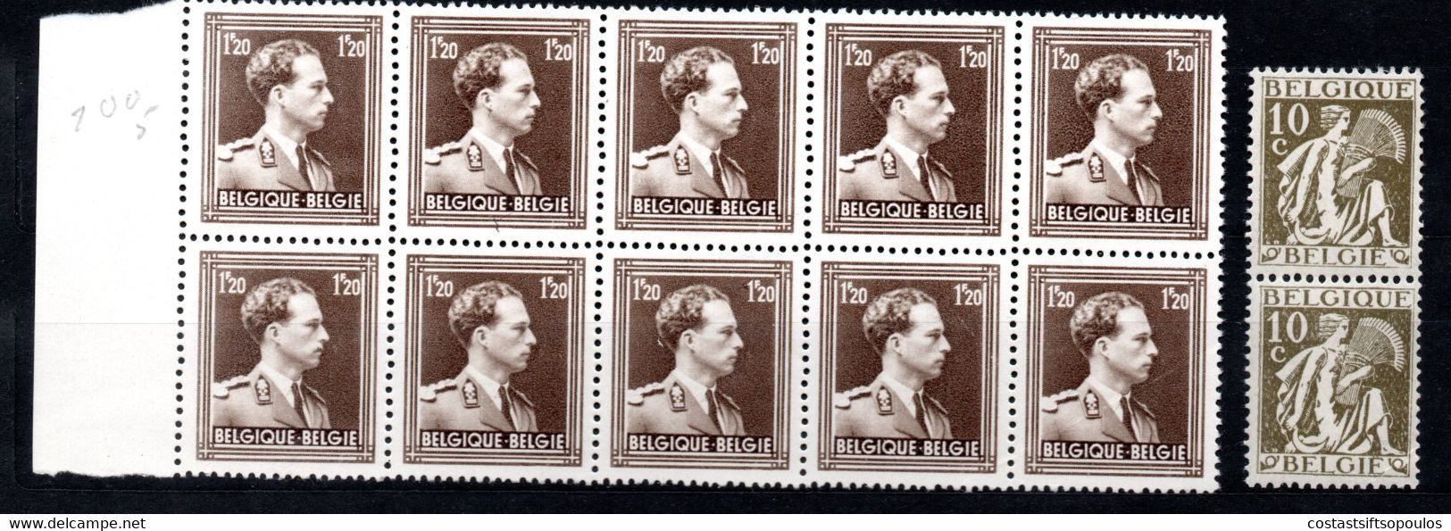 1327. BELGIUM. 1932-1956, GLEANER, MERCURY, KING LEOPOLD III MNH LOT (2 PAGES) 9 SCANS