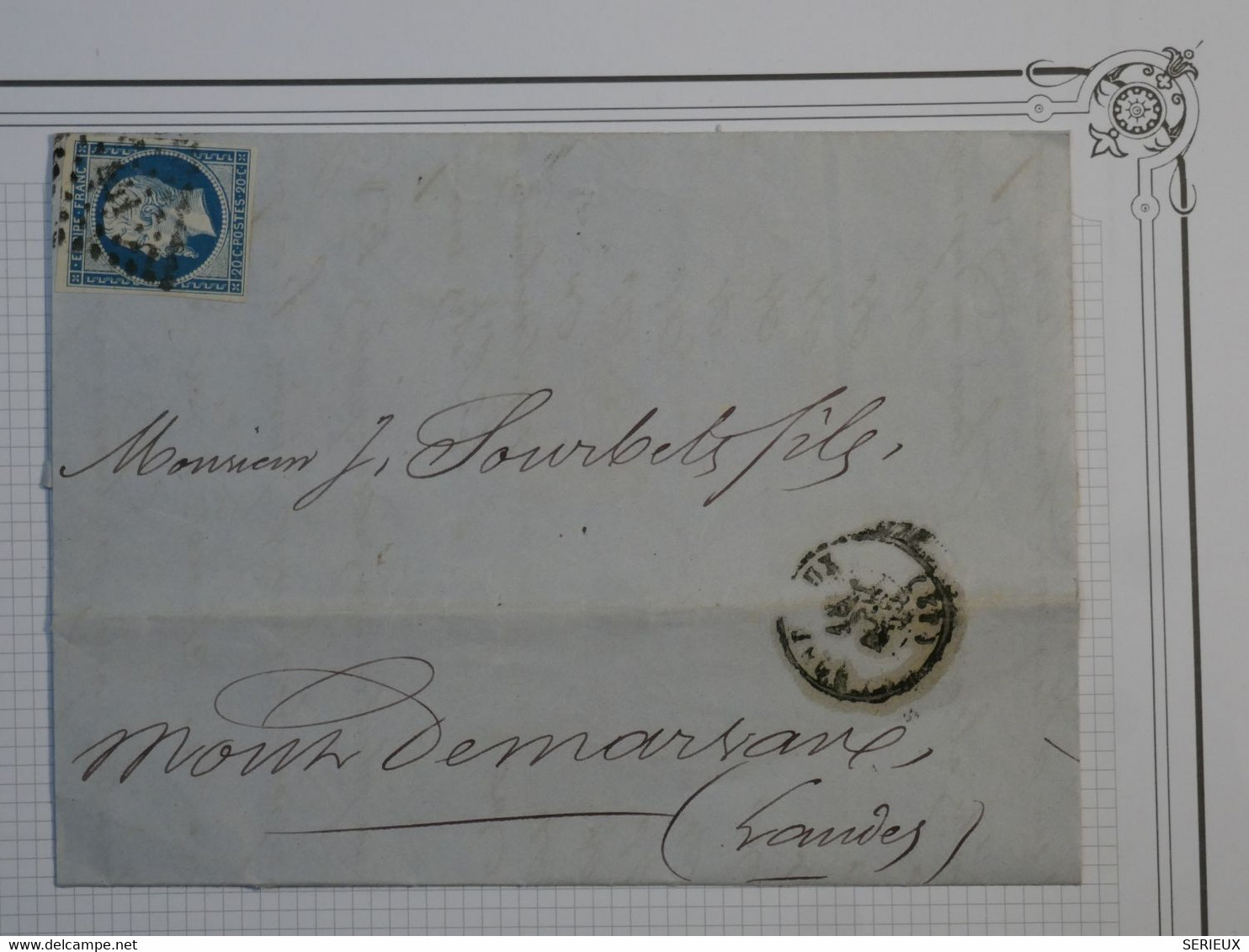 BL12 FRANCE  BELLE LETTRE  1856 MONT DE MARSAN +N°14  + +AFFRANCH. INTERESSANT++ + - 1853-1860 Napoleone III