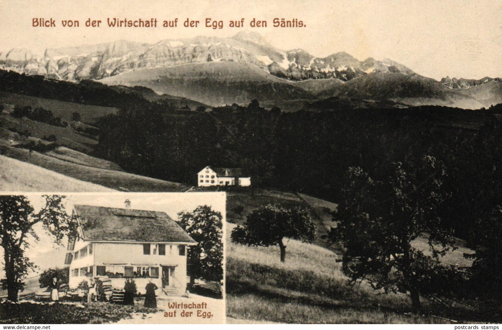 Egg, Blick V.d. Wirtschaft Auf Der Egg Auf Den Säntis, M. Gastwirtschaft, Um 1910/20 - Egg