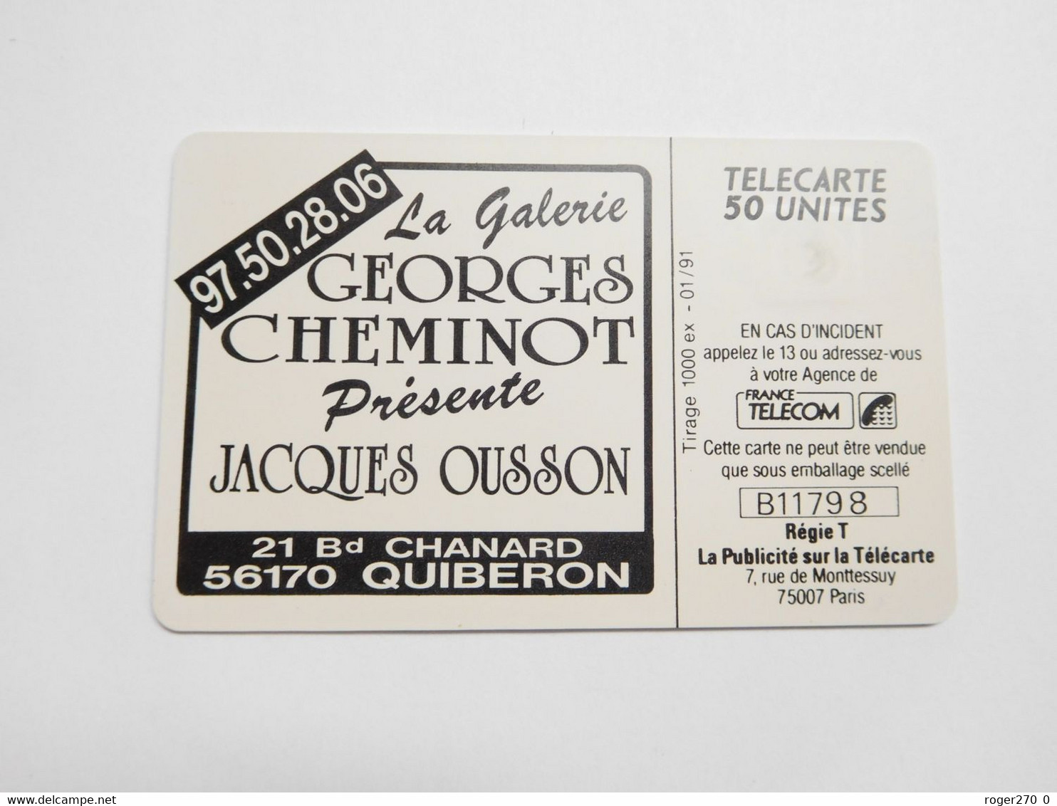 Télécarte Privée 50 U , D564 , Galerie Georges Cheminot , Peinture Jacques Ousson , Quiberon , Cote : 30 Euros , TTB - Privées