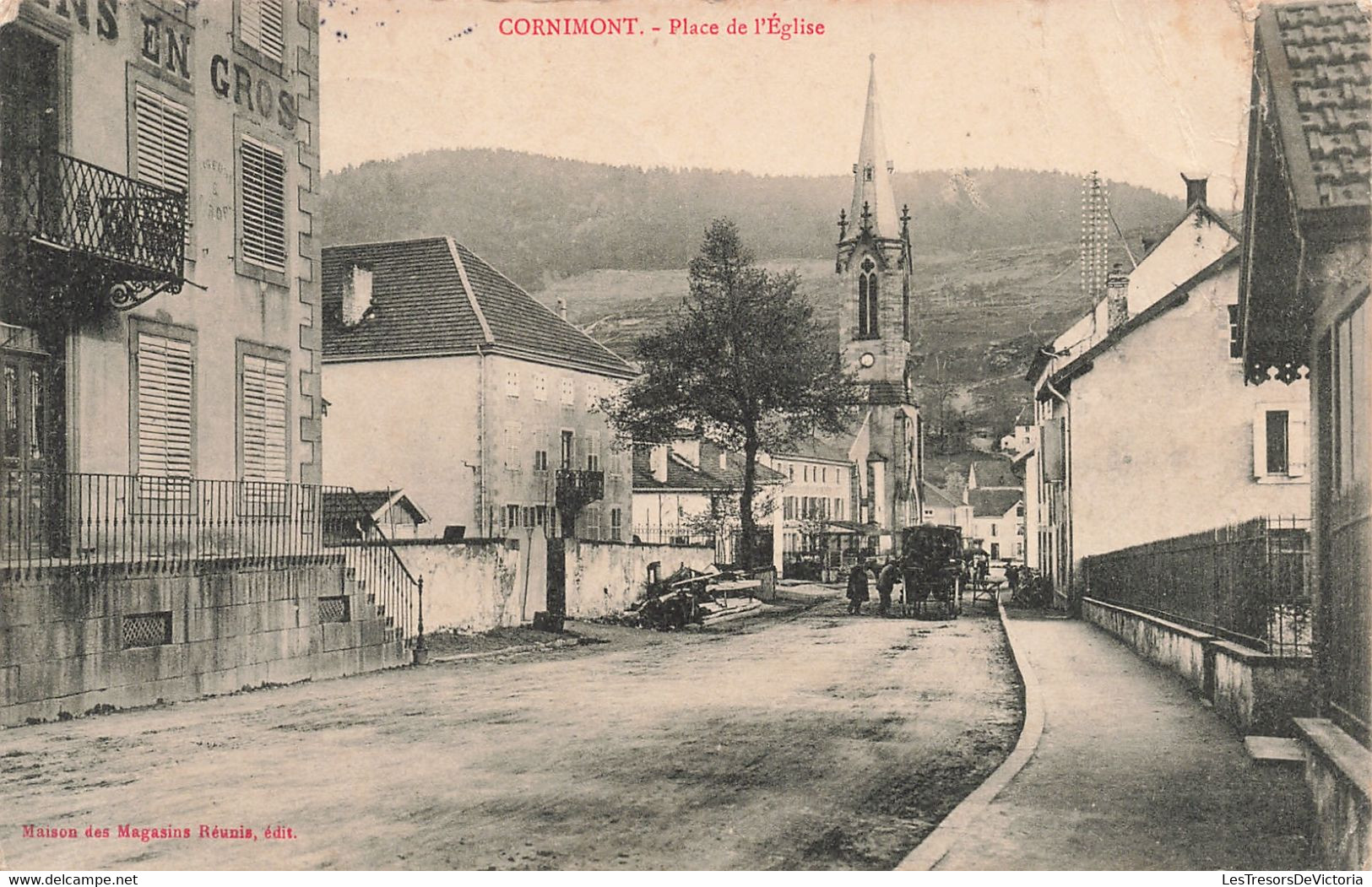 CPA - France - Cornimont - Place De L'Eglise - Maison Des Magasins Réunis - Oblitéré Saint-Germain1910 - Nancy 1910 - Cornimont