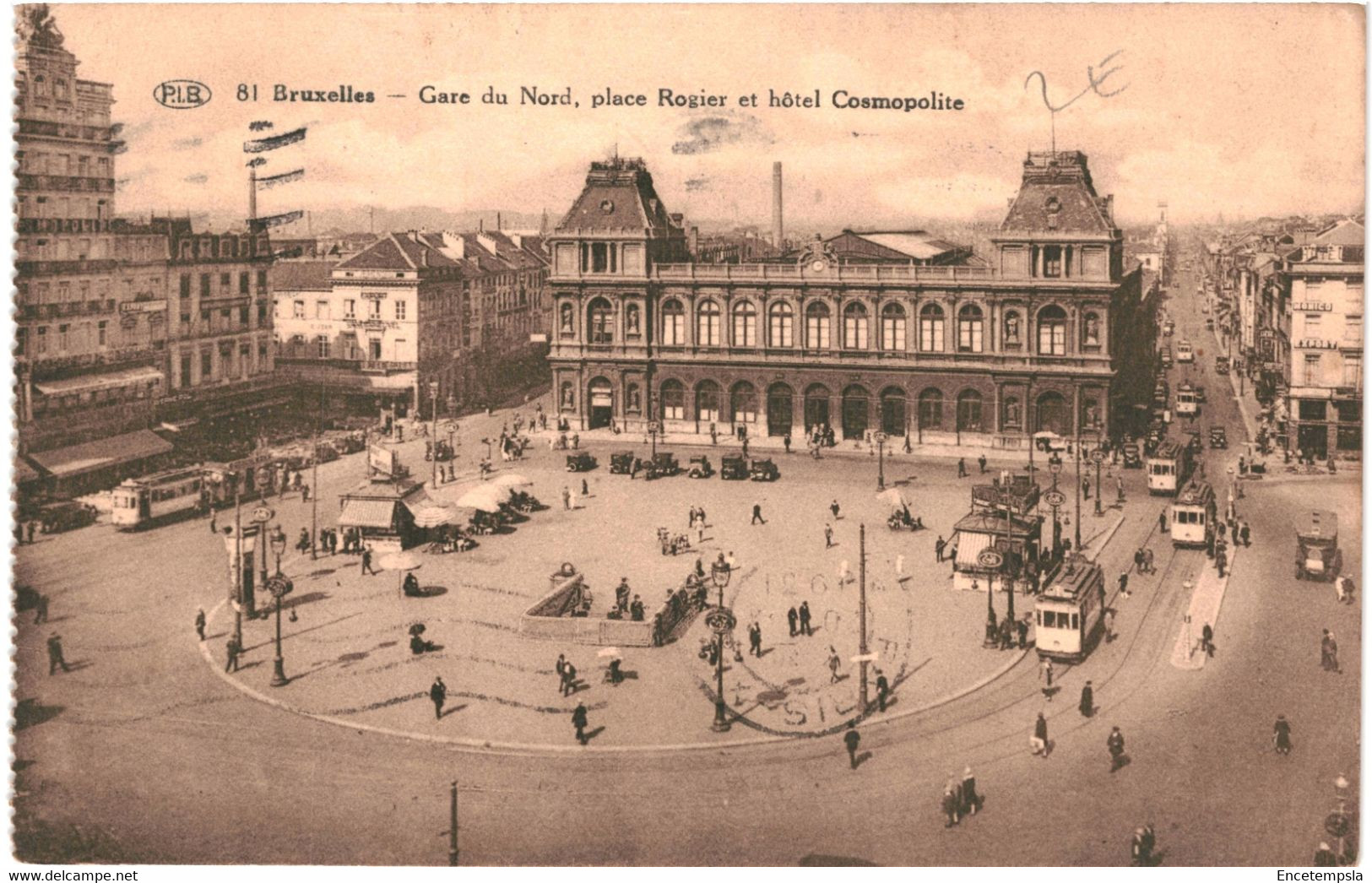 CPA Carte Postale Belgique  Bruxelles Gare Du Nord Place Rogier Hôtel Cosmopolite  VM61695 - Chemins De Fer, Gares