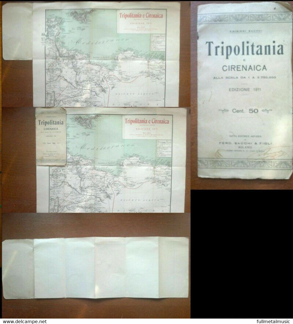 Mappa Cartina Tripolitania E Cirenaica Edizioni Sacchi - EDIZIONE 1911 - Cartes Topographiques