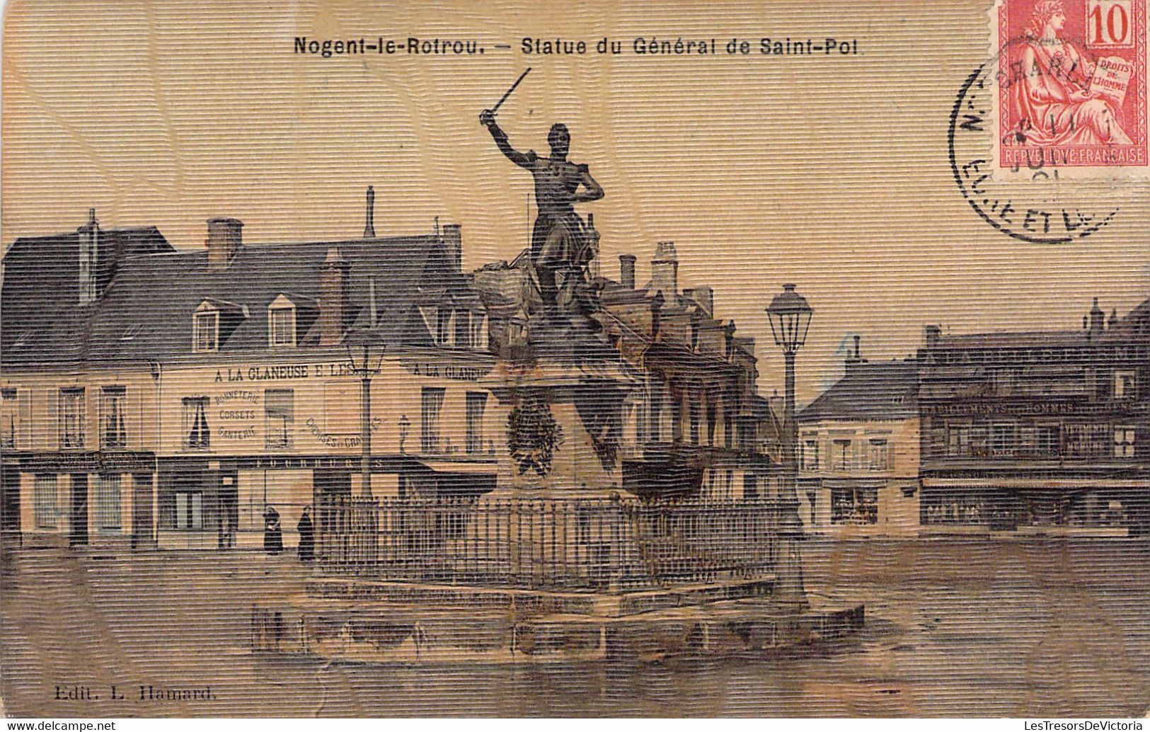 CPA FRANCE - 28 - NOGENT LE ROTROU - Statue Du Général De Saint Pol - Edit L HAMARD - Colorisée - Nogent Le Rotrou