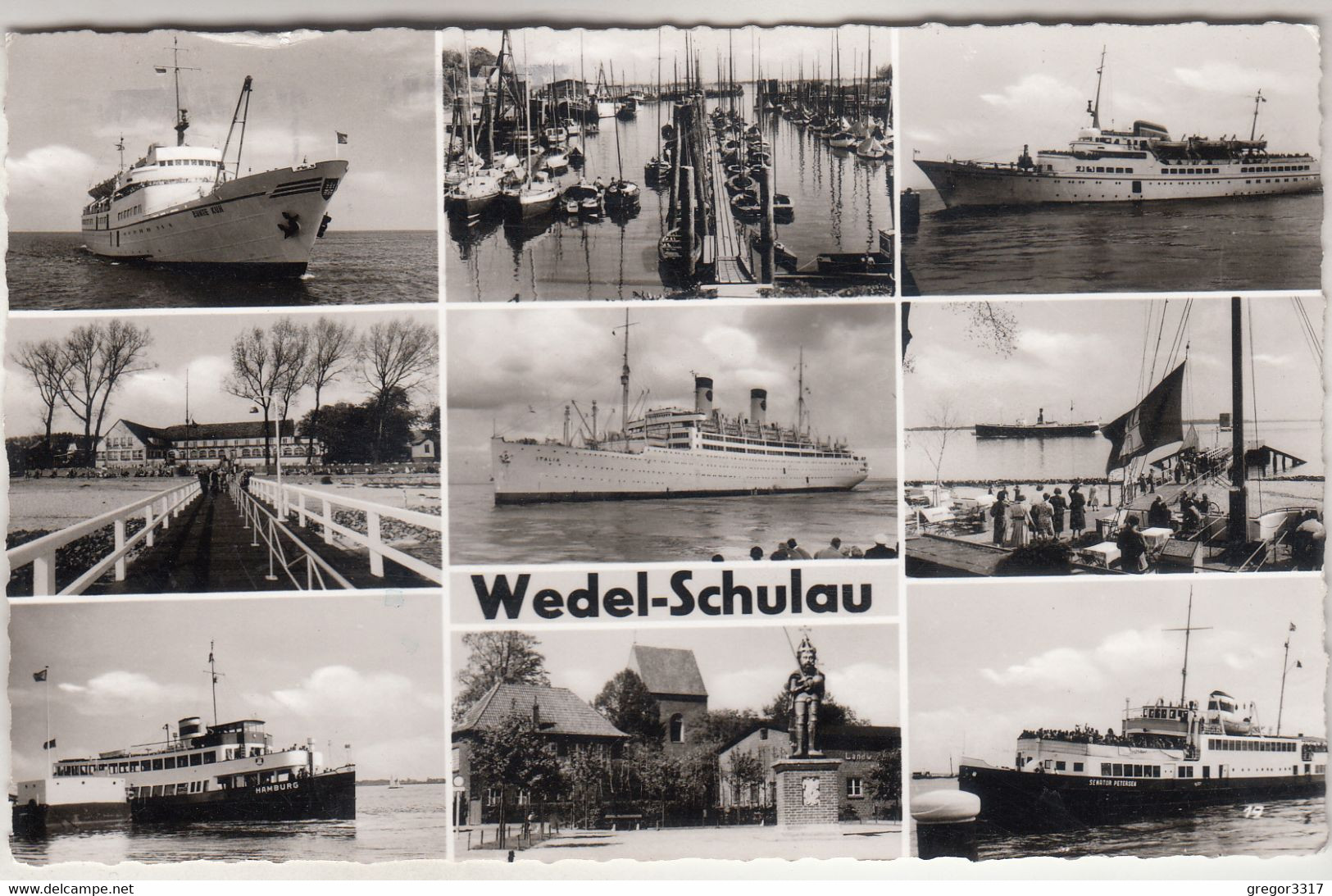 C2829) WEDEL - SCHULAU - Tolle S/W Mehrbild AK Mit Vielen SCHIFF Details 1964 - Wedel