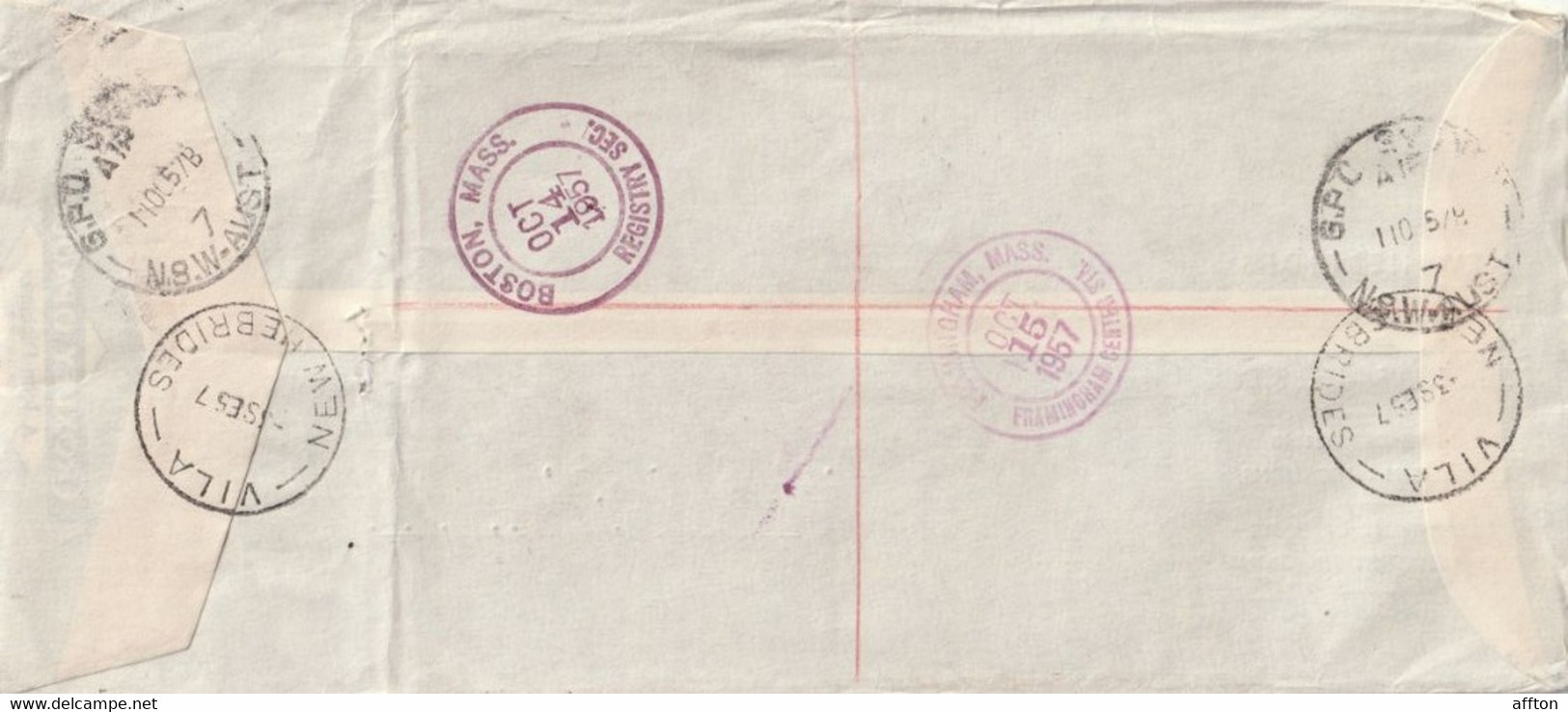 New Hebrides 1957 Registered Cover Mailed - Brieven En Documenten