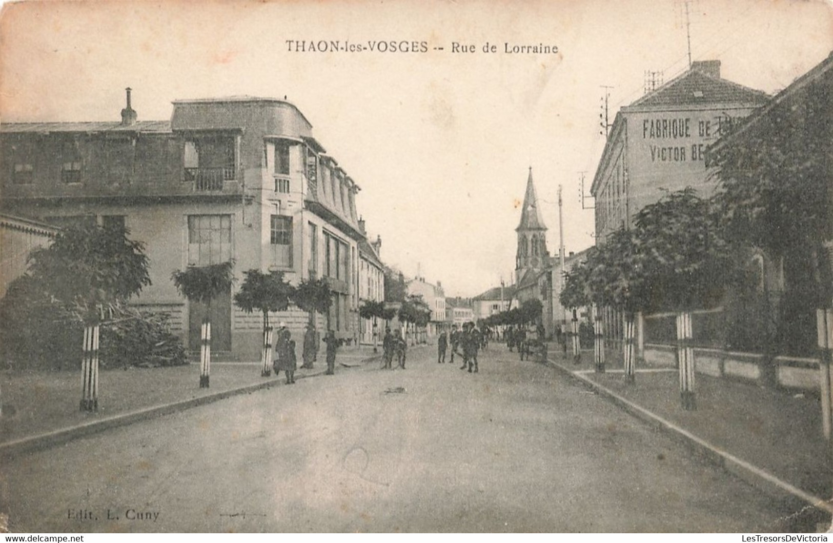 CPA - France - Thaon-Les-Vosges - Rue De Lorraine - Edition L. Cuny - Animé - Clocher - Dos Vert - Thaon Les Vosges