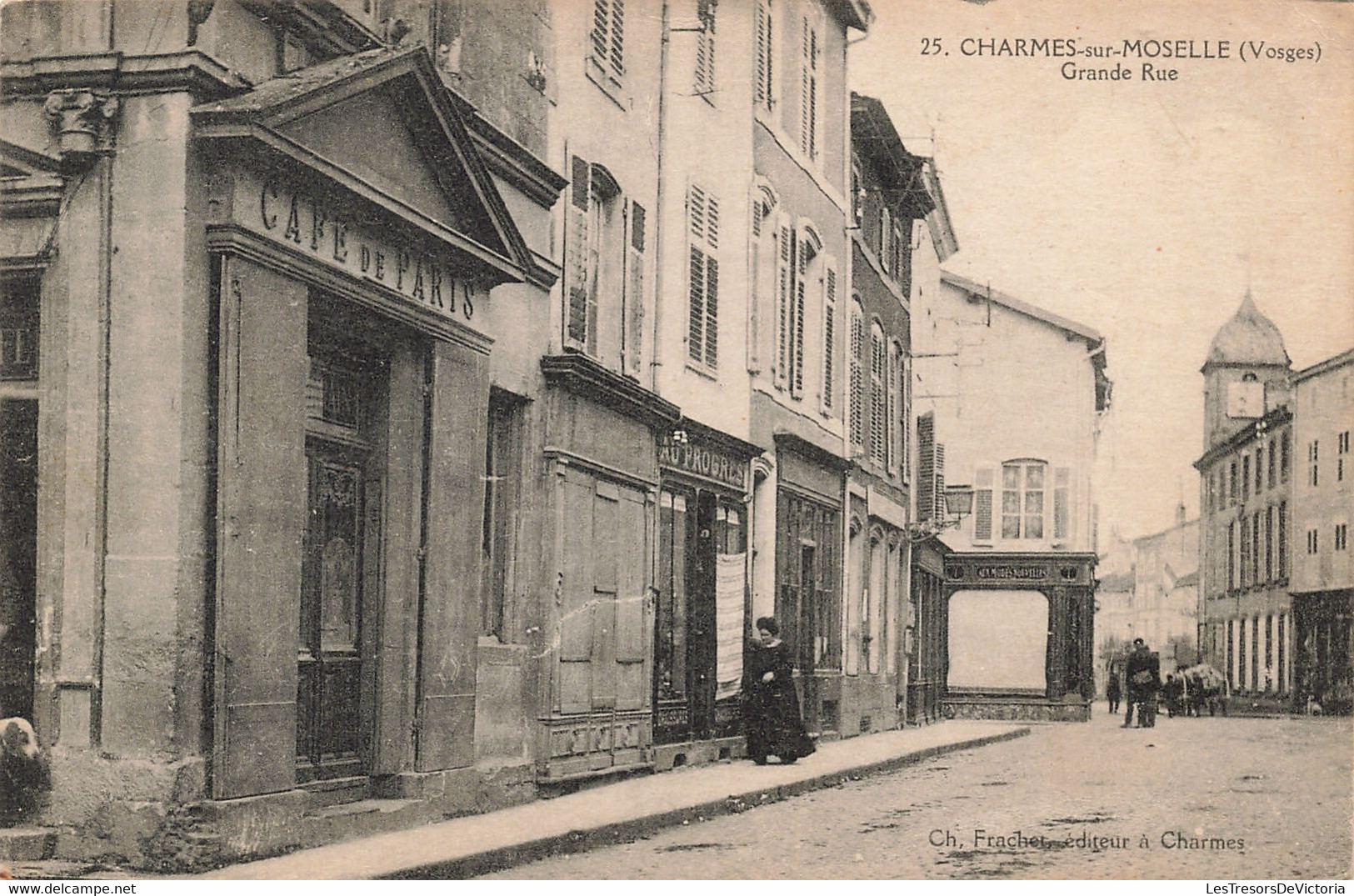 CPA - France - Charmes-sur-Moselle - Grande Rue - Edition Ch. Frachet - Animé - Café De Paris - Dos Non Divisé - Charmes