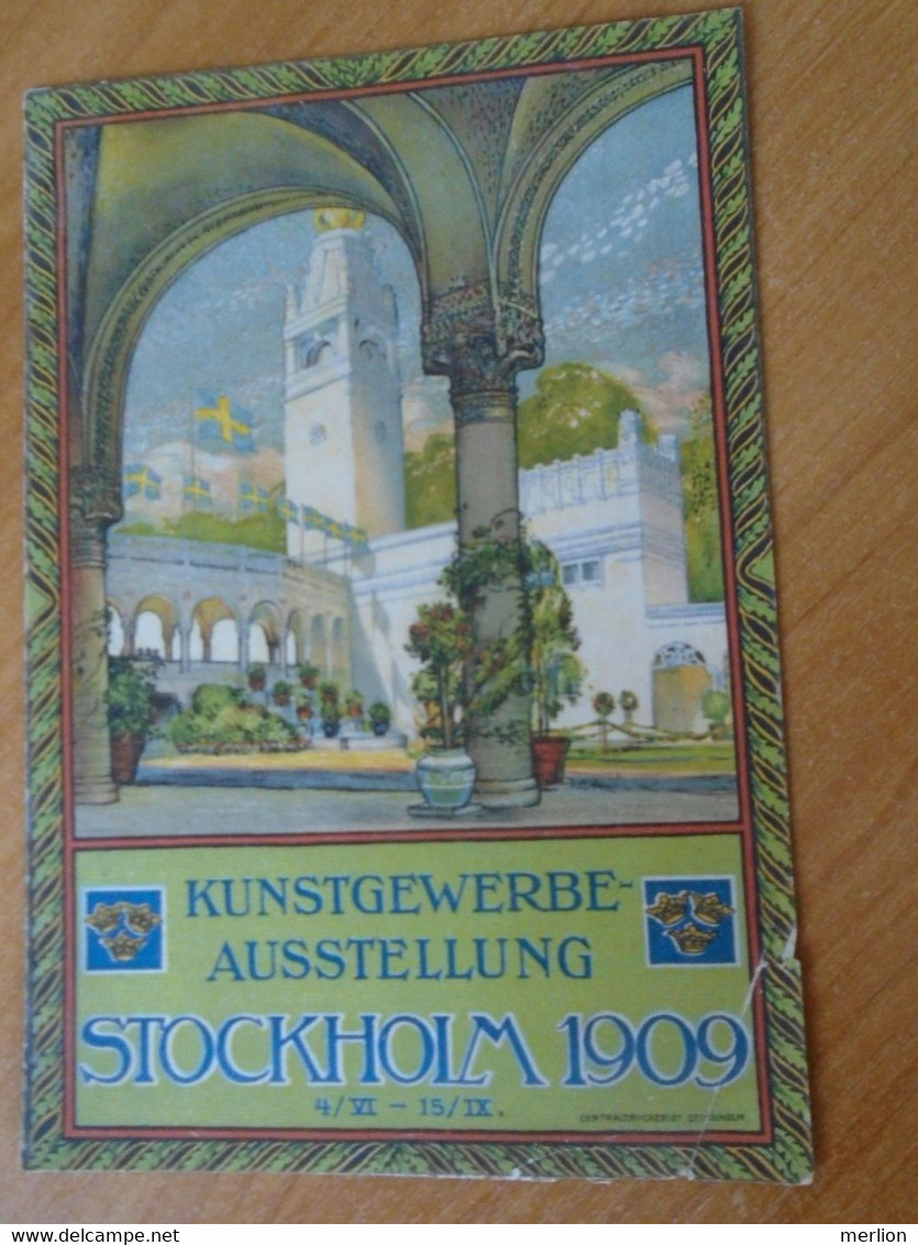 ZA406.27   Advertising Brochure  Kunstgewerbe Ausstellung Stockholm 1909  Timetable Ferry  Deutschland Sweden - Mundo