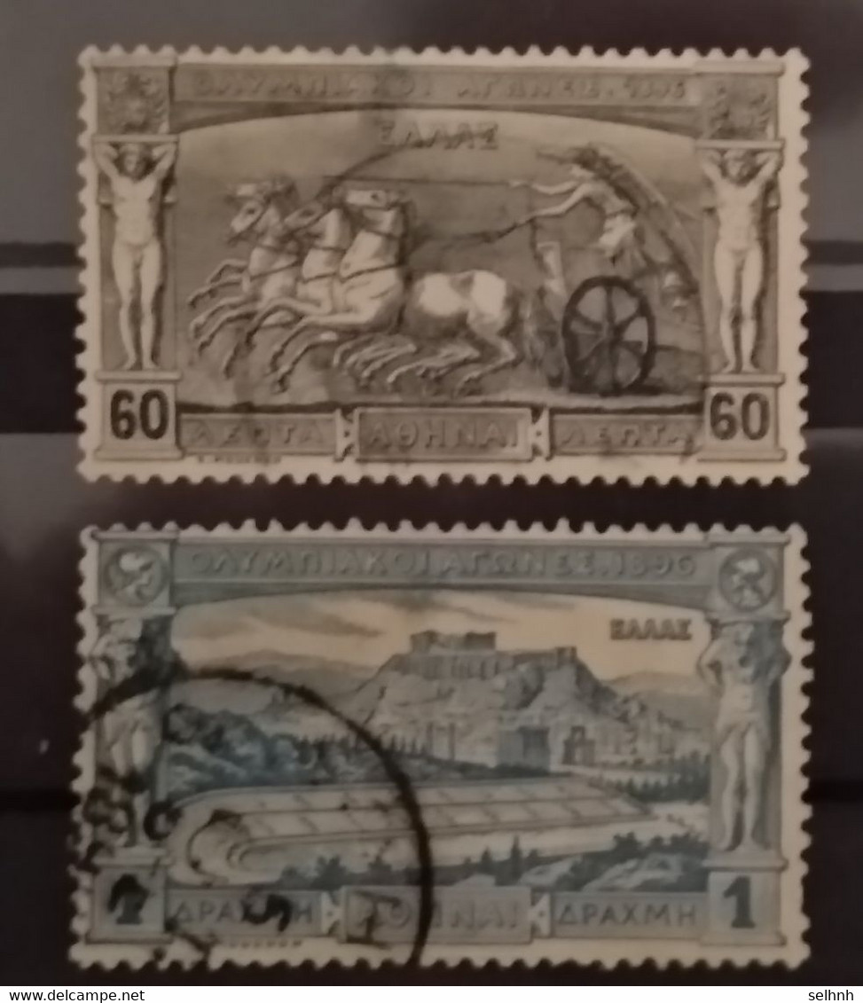 GREECE GRECE 1896 OLYMPIC GAMES 60L AND 1D USED FINE - Used Stamps