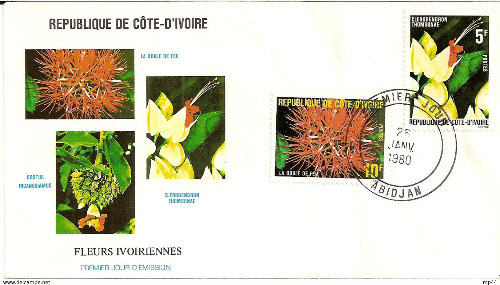 28 --- COTE D'IVOIRE Abidjan 1er Jour FDC Fleurs - Côte-d'Ivoire