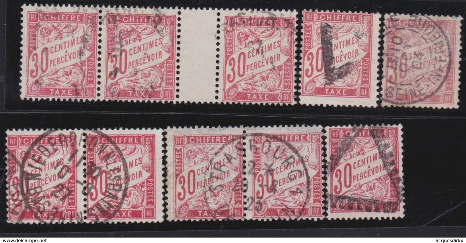 France   .   Yvert   .    Taxe   10 Timbres      .     O    .     Oblitéré - 1859-1959 Oblitérés