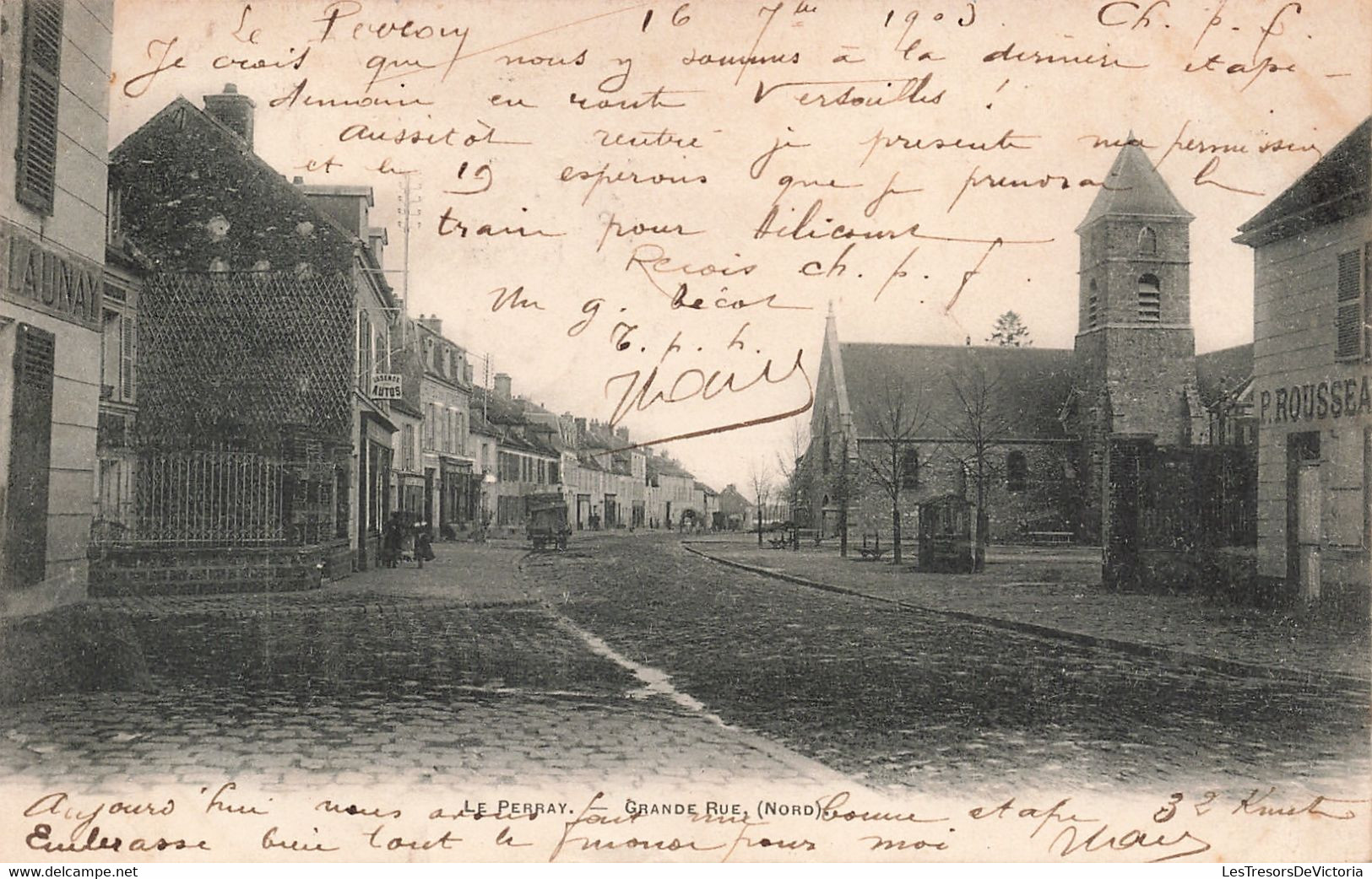 CPA - France - Le Perray - Grande Rue Nord - Précurseur - Oblitéré Ambulant De Chartres à Versailles 1903 - A. Breger Fr - Le Perray En Yvelines