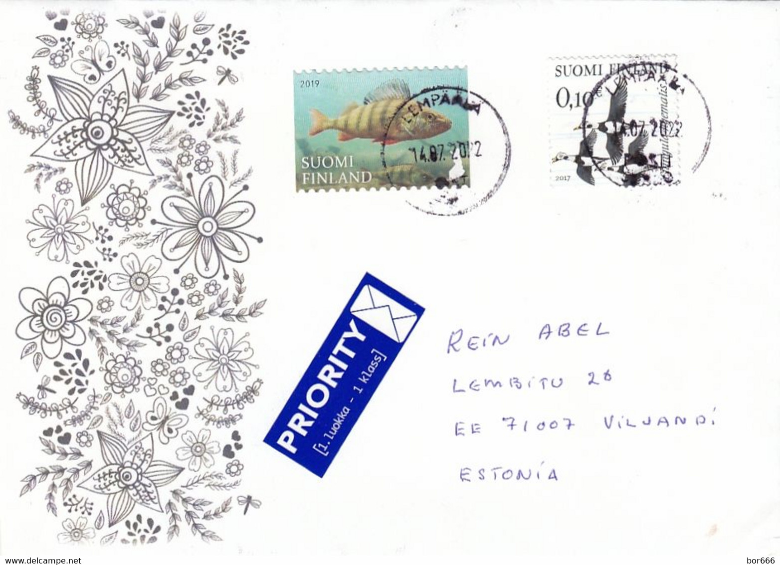 GOOD FINLAND Postal Cover To ESTONIA 2022 - Good Stamped: Birds ; Fish - Briefe U. Dokumente