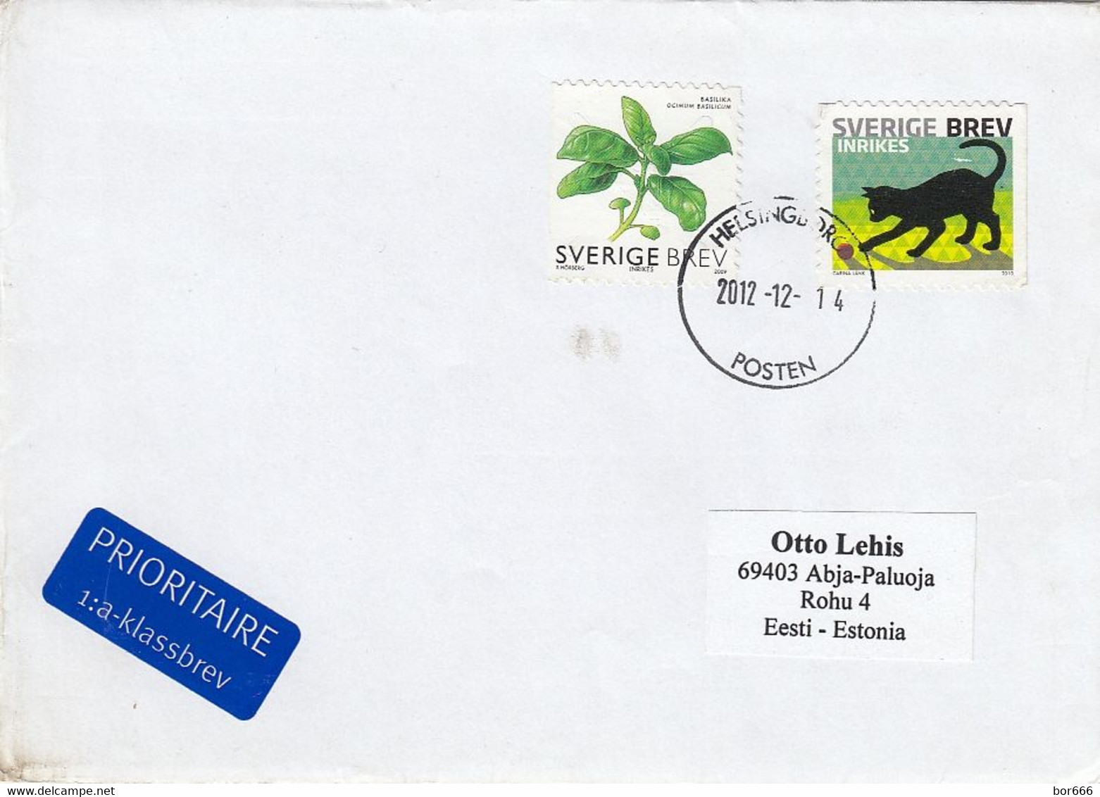 GOOD SWEDEN Postal Cover To ESTONIA 2012 - Good Stamped: Basilic ; Cat - Lettres & Documents