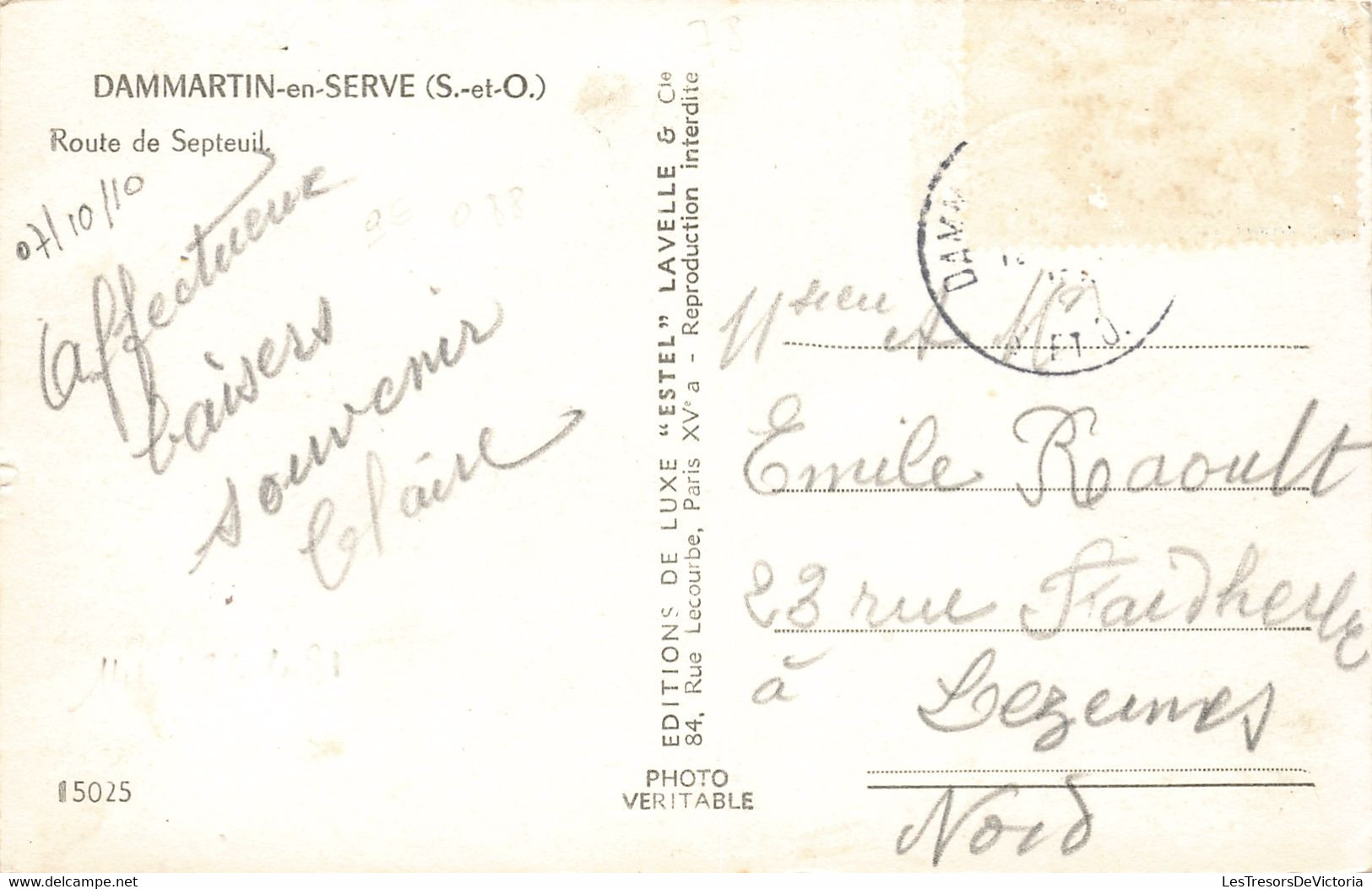 CPA - France - Dammartin-en-serve - Route Se Septeuil - Edition Estel Lavelle & Cie - Datée 1910 - Tabac - Montfort L'Amaury