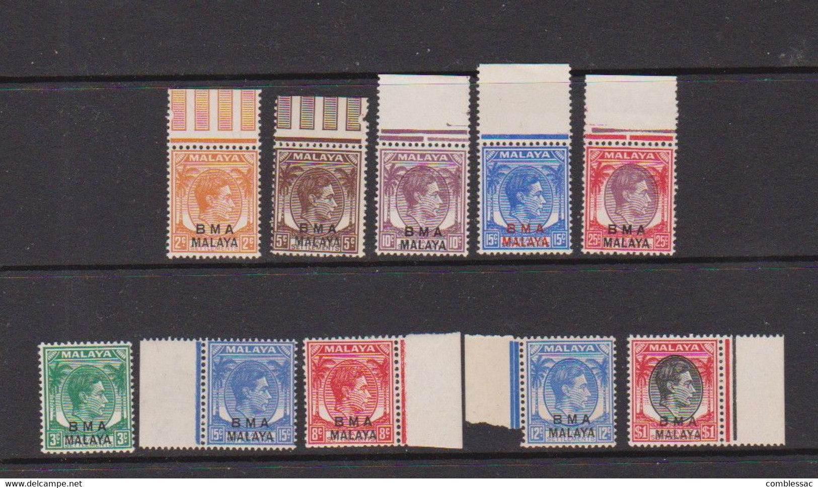 MALAYA    1945    Stamps  Opt    B M A   MALAYA   Part  Set  Of  10    MNH - Malaya (British Military Administration)