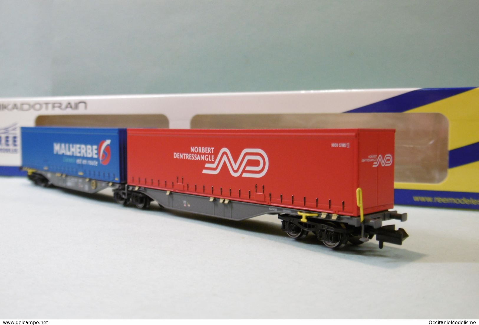 REE Mikadotrain - Wagon Sggmrss 90 NOVA Malherbe Dentressangle SNCF Réf. NW-208 Neuf NBO N 1/160 - Vagoni Merci