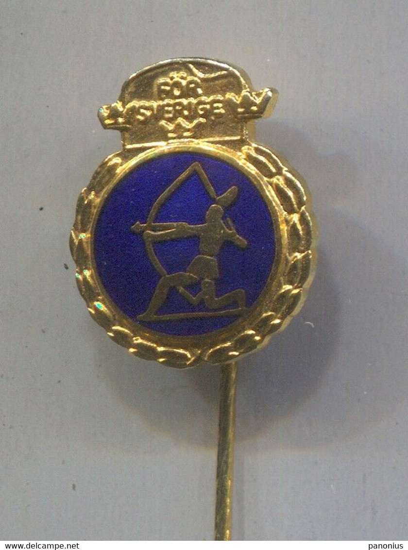 Archery Shooting - Sweden Federation Association, Vintage Pin Badge Abzeichen, Enamel - Tiro Al Arco