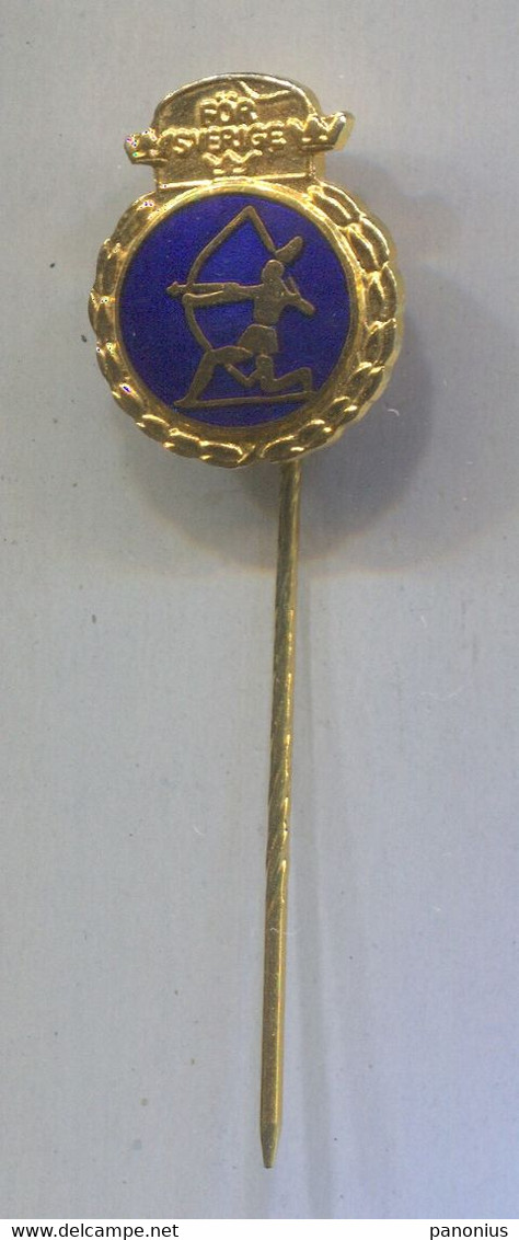 Archery Shooting - Sweden Federation Association, Vintage Pin Badge Abzeichen, Enamel - Tiro Con L'Arco