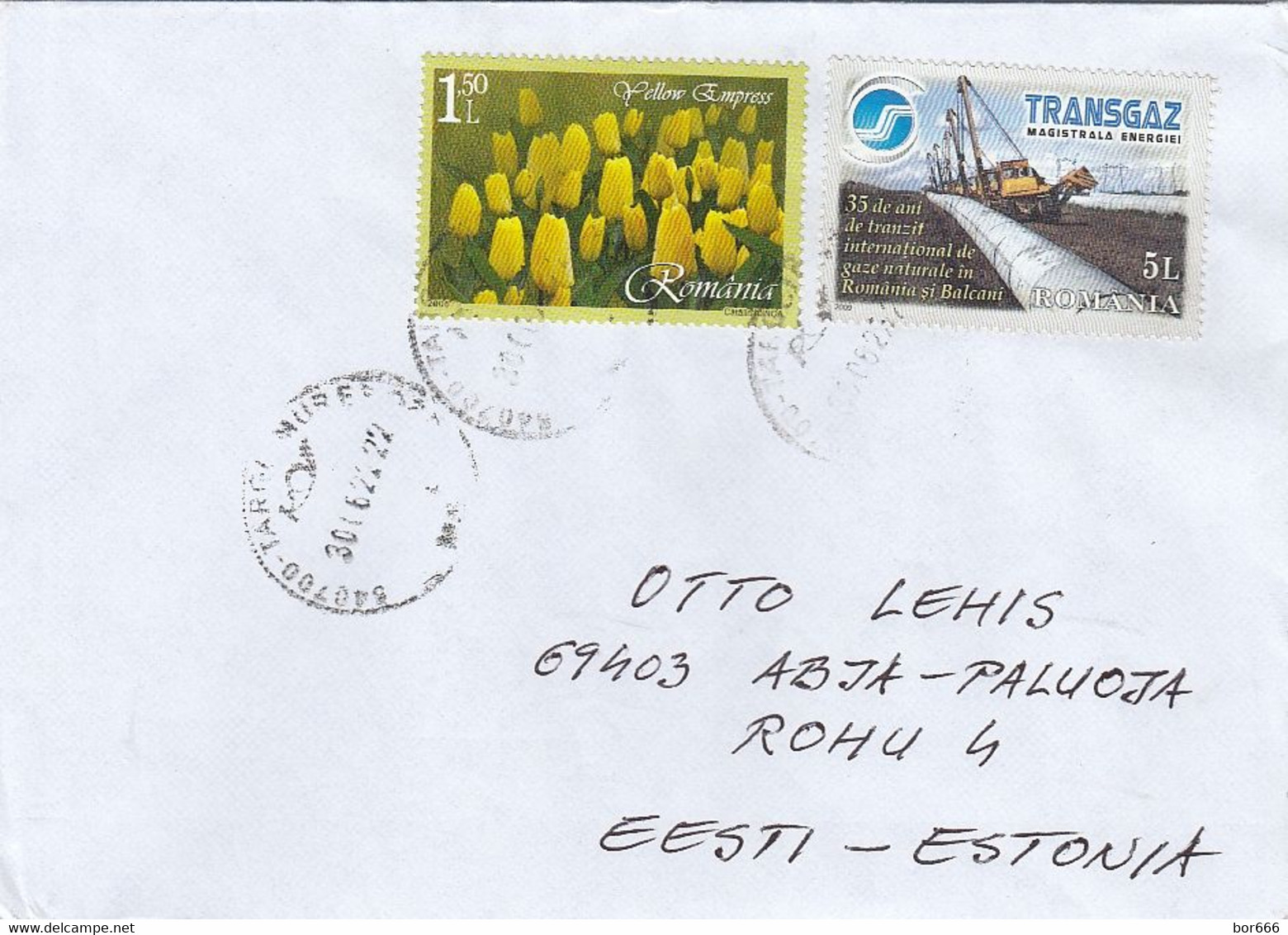 GOOD ROMANIA Postal Cover To ESTONIA 2022 - Good Stamped: Flowers ; Transgaz - Brieven En Documenten