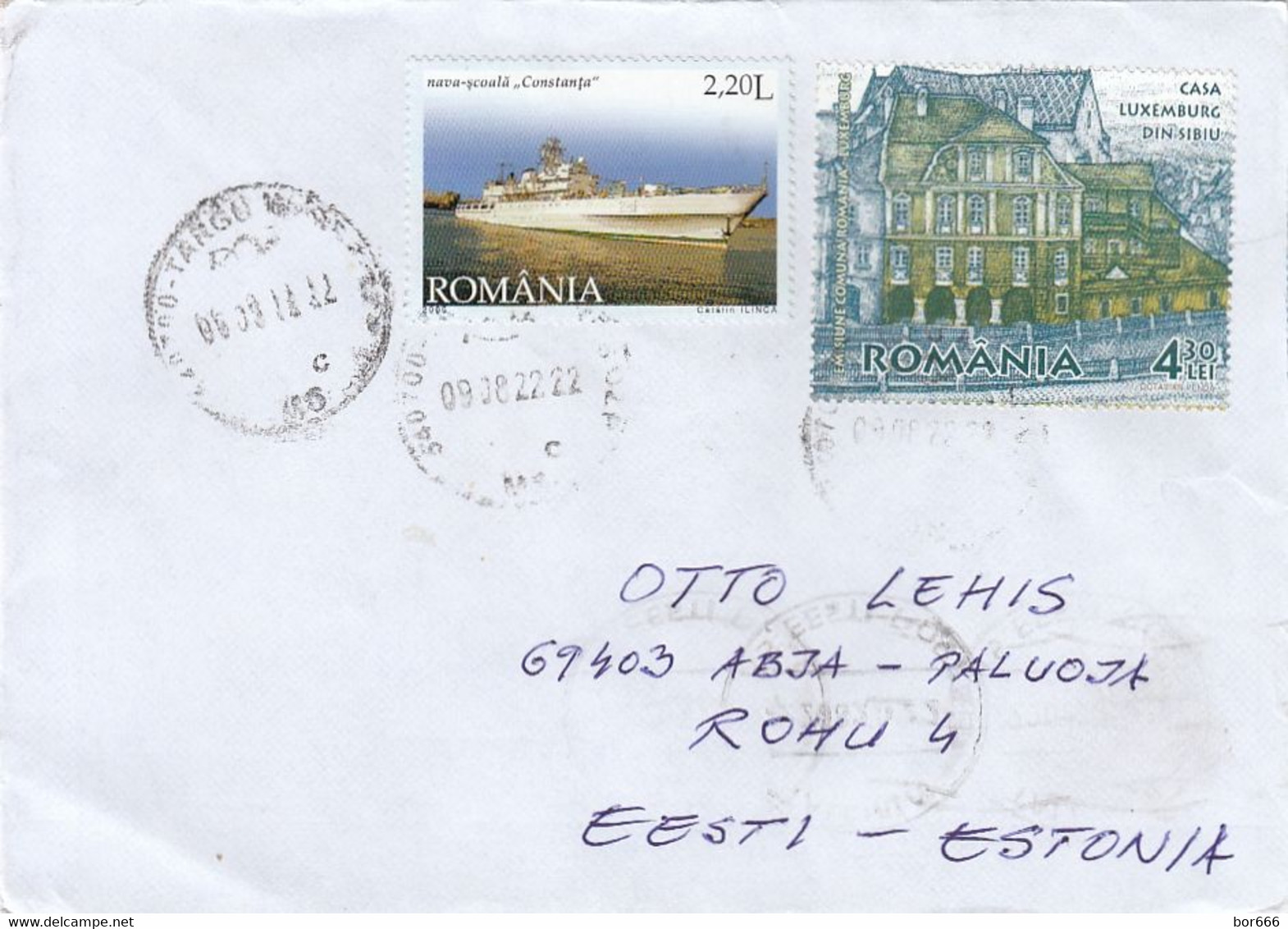 GOOD ROMANIA Postal Cover To ESTONIA 2022 - Good Stamped: Sibiu ; Ship - Lettres & Documents