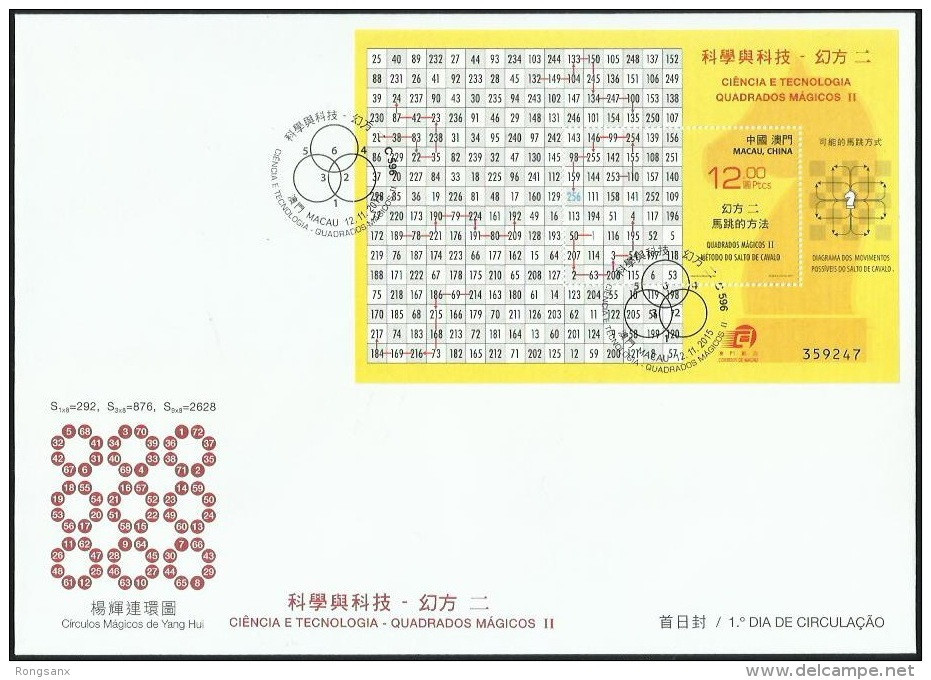 2015 MACAO/MACAU SCIENCE &TECHNOLOGY Magic Square MS FDC - FDC