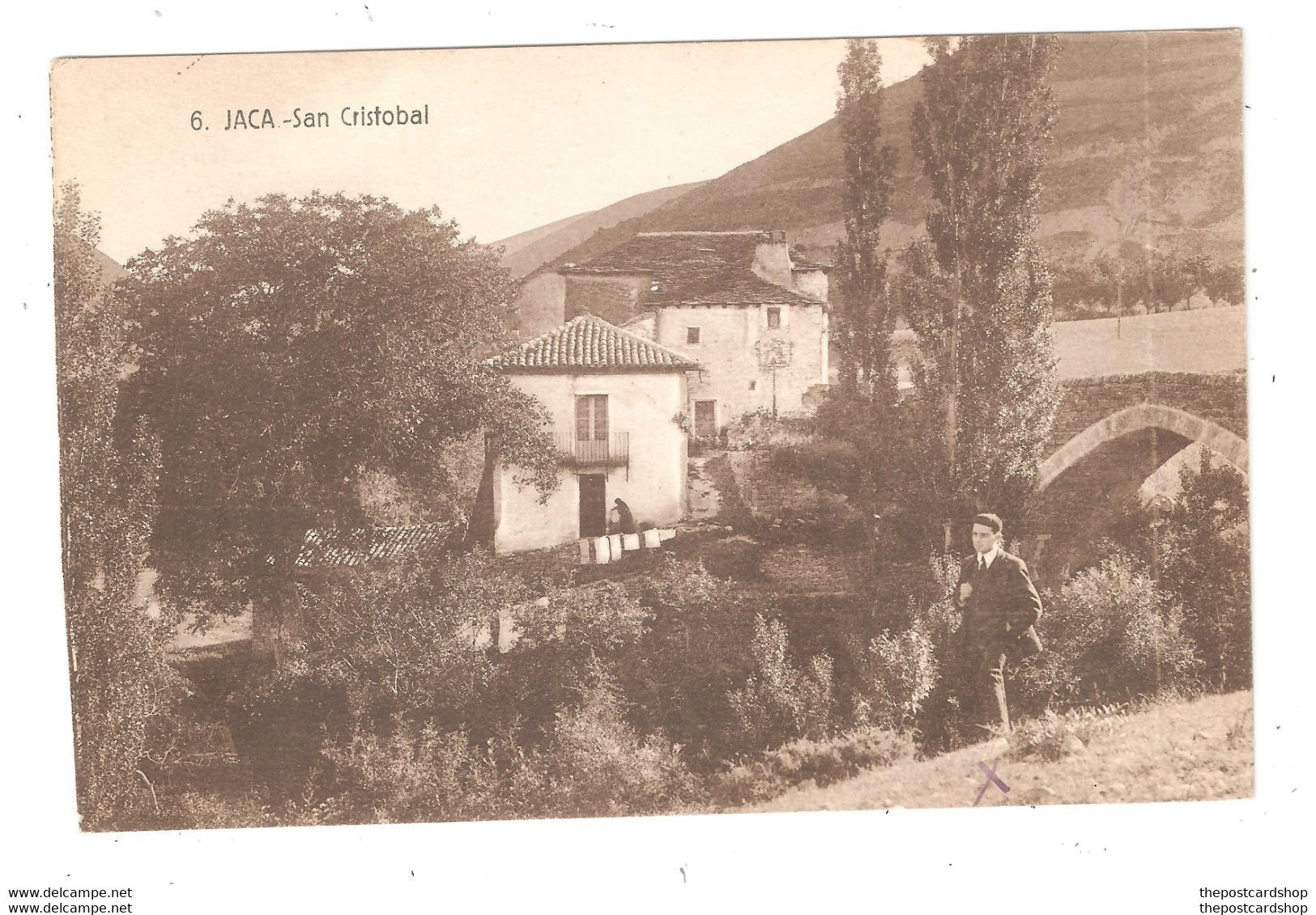 Cpa Espagne Jaca -- San Cristobal Used With Stamp Card From A Booklet - Huesca