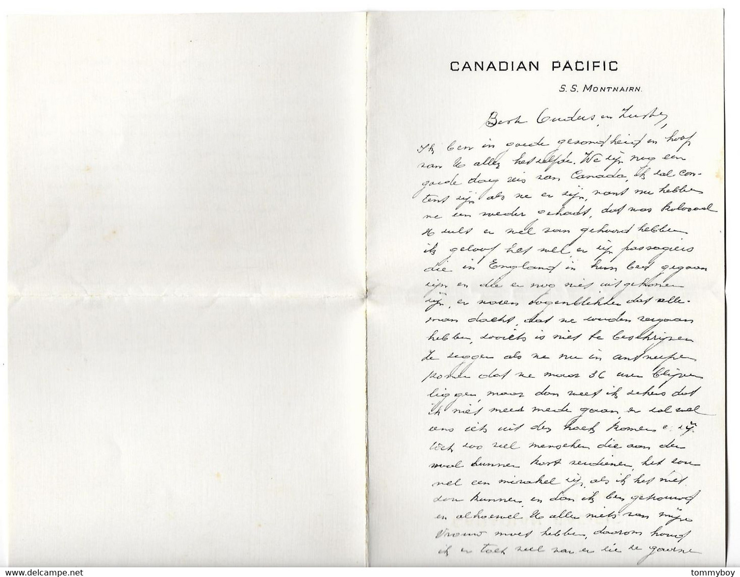 Canadian Pacific, S. S. Montnairn, Letter To Belgium - Canada