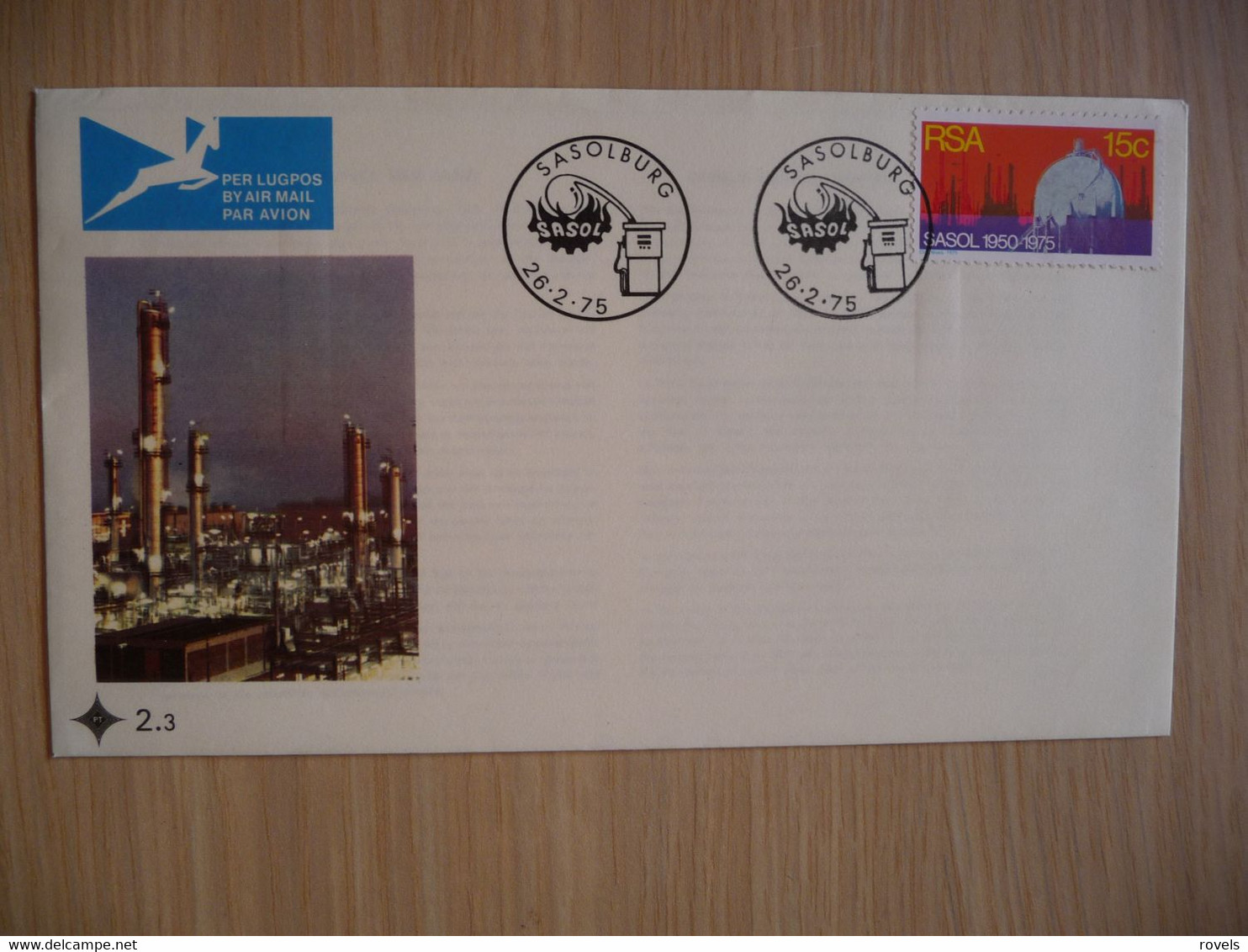 (5)  Zuid Afrika South Africa Afrique Du Sud RSA FDC 1975 Verjaardag Anniv. Sasol Charbon, Gaz Petrol - Cartas & Documentos