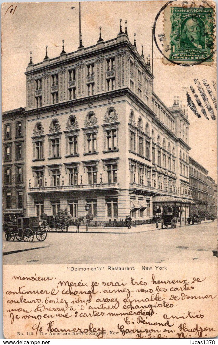 NEW YORK DELMONOCO'S RESTAURANT 1904 - Cafes, Hotels & Restaurants